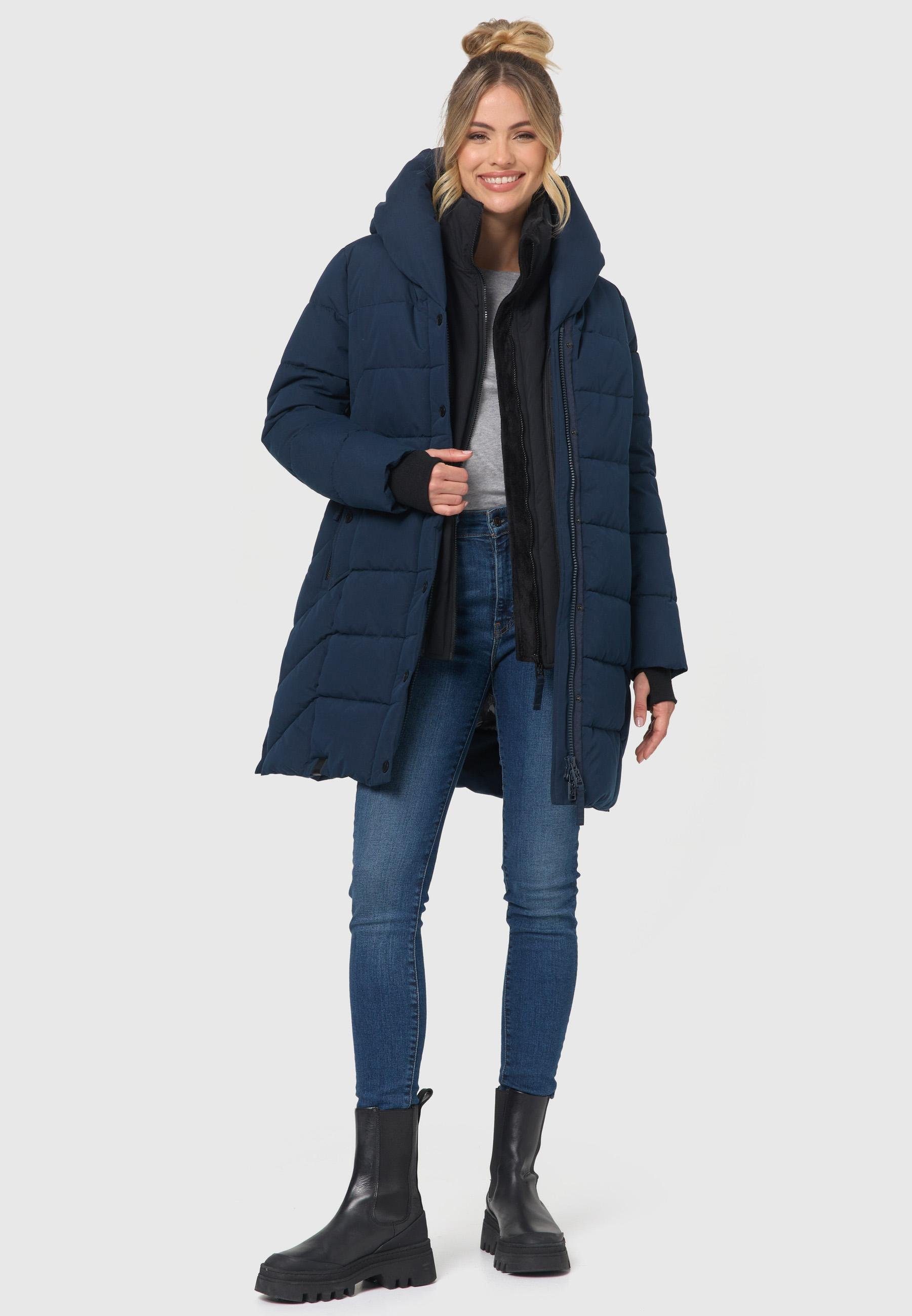Navahoo Steppmantel Knutschilein Stylischer Damenmantel mit abnehmbarem Fleece-Kragen