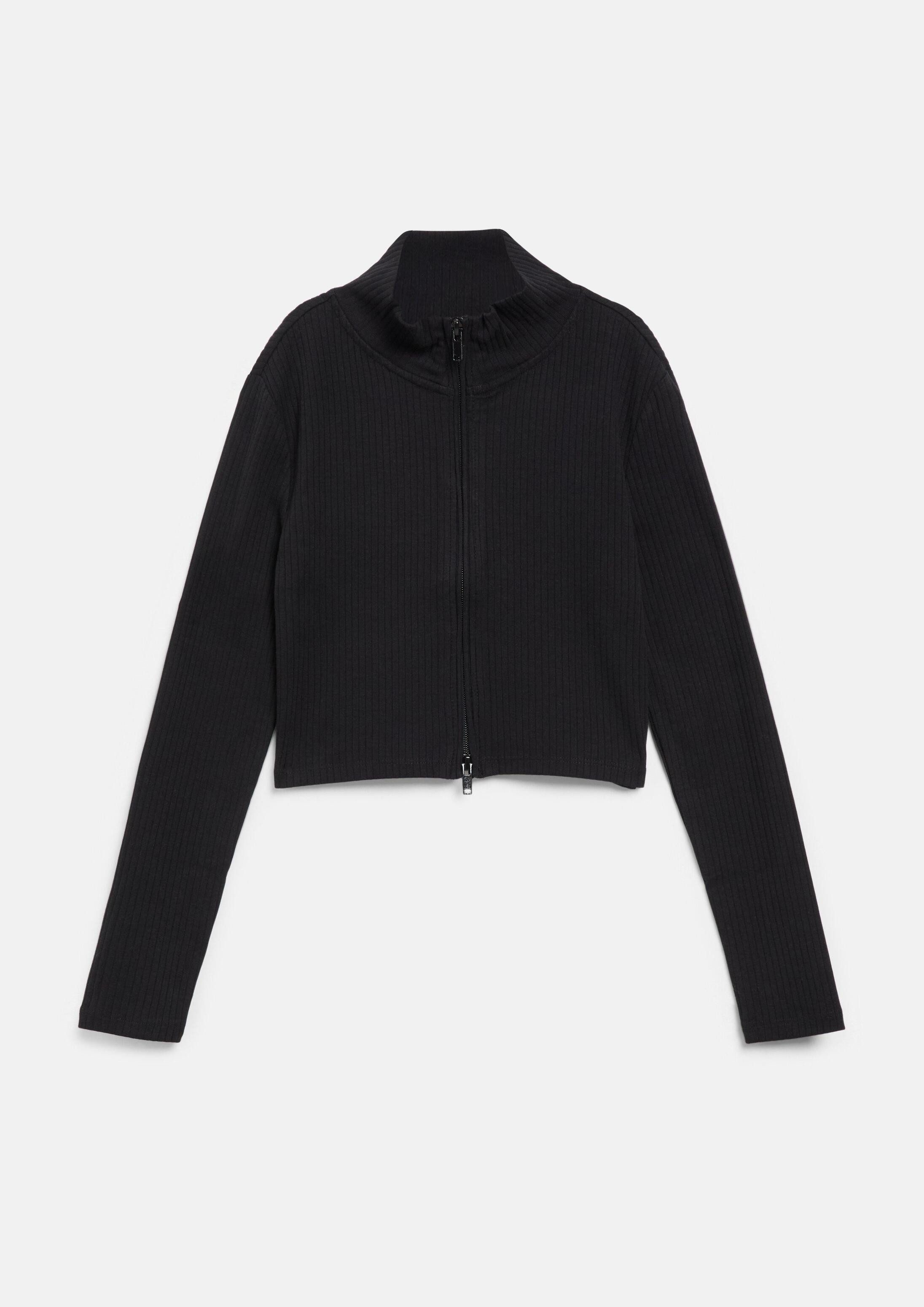 s.Oliver Cardigan Sweatshirt Jacke Verkürzte Sweatjacke mit Rippstruktur