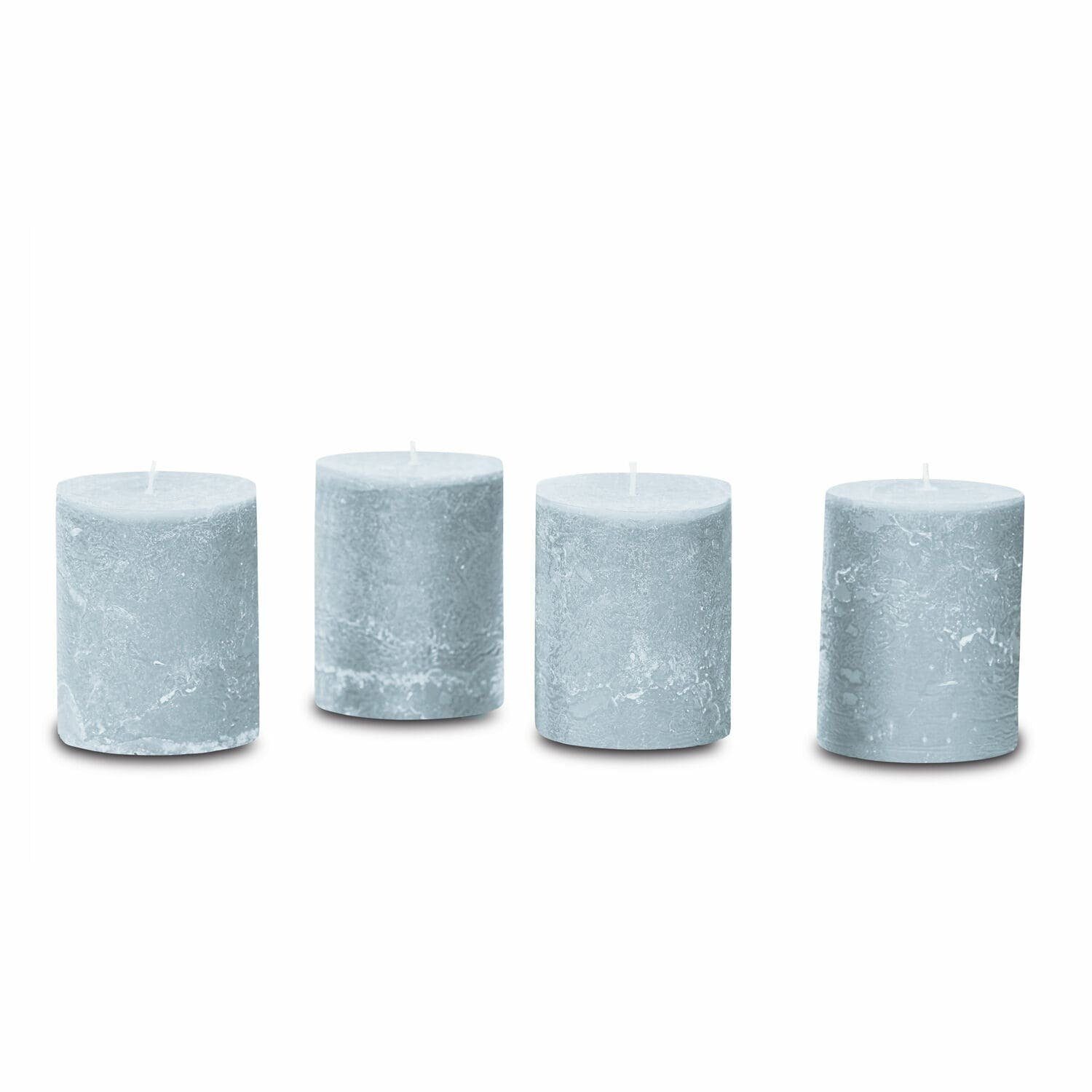 Mirabeau Stumpenkerze Kerze 4er Set Virrans graublau (4er Set, 4er Set), none