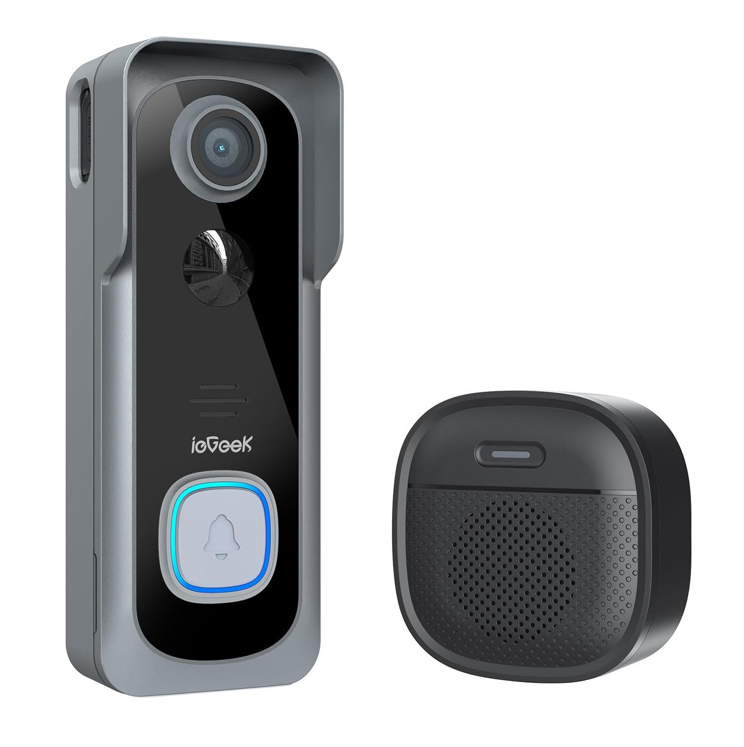 ieGeek Überwachungskamera 2K Türklingel mit Kamera, Video Türklingel, 3MP HD-Video (Außenbereich, Aussen, Drinnen, mit Chime, Bewegungserfassung, Nachtsicht, Benachrichtigungen, 2,4GHz WLAN, IP65,Unterstützt TF & Cloud Speicher, Smart WiFi Doorbell Camera PIR Erkennung)