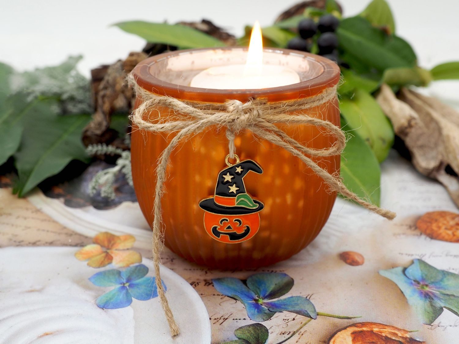 ZauberDeko Windlicht Windlicht Kürbishänger Schwarz Orange Weiß Halloween 7 günstig online kaufen