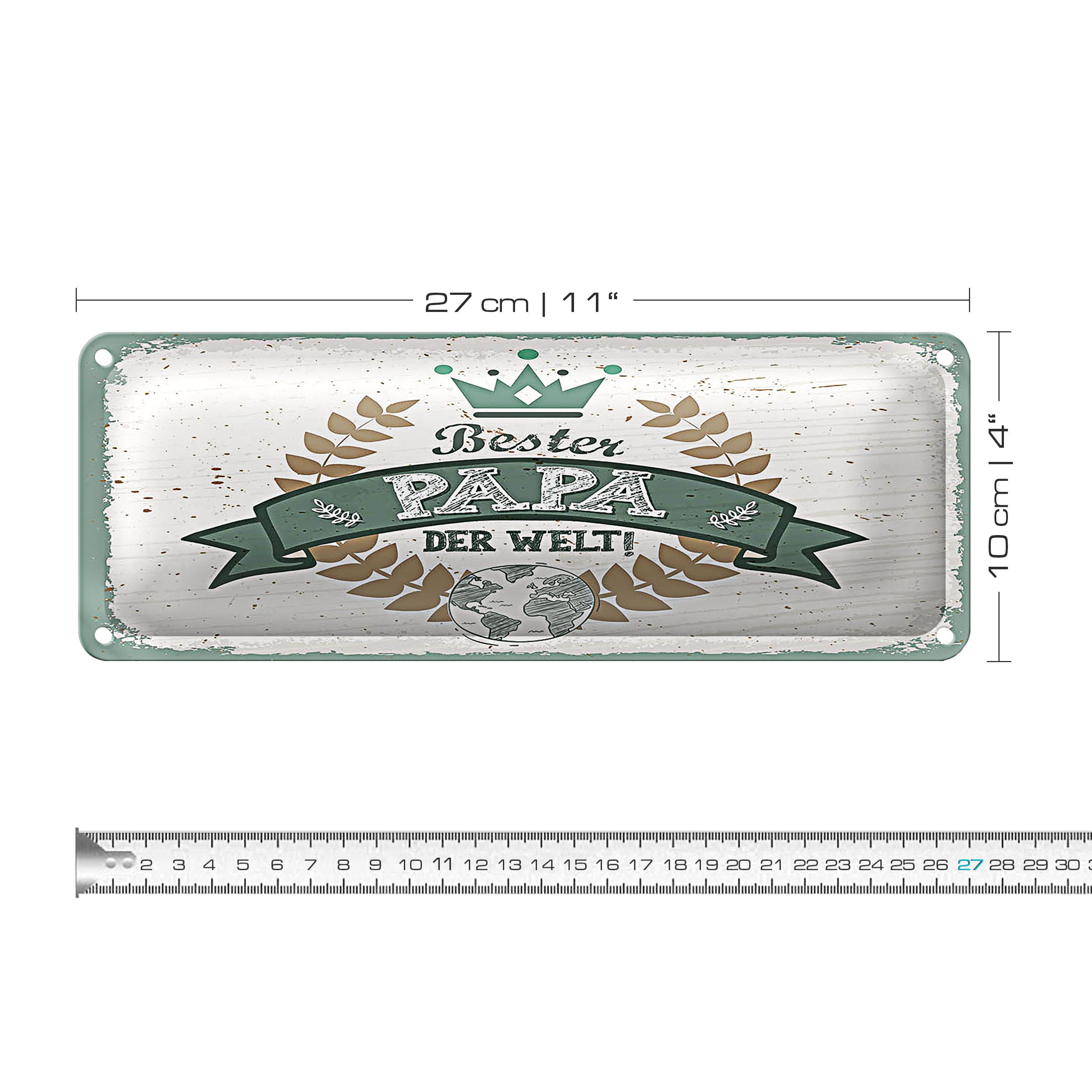 Roomando Metallschild Blechschild Spruch Bester Papa der Welt 27x10cm Dekoration