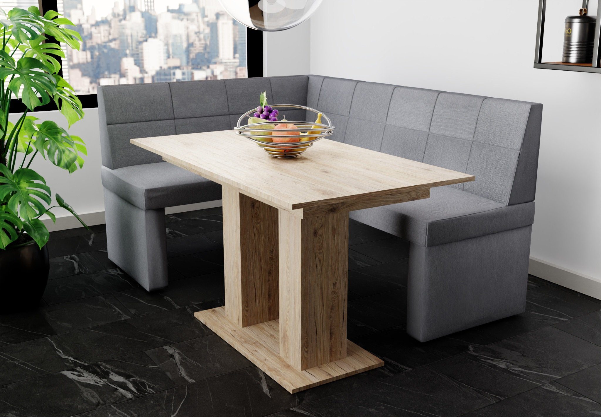 196x142cm Eckbankgruppe „BLAKE Tisch ausziehbarer XL“ Sonoma, Tisch Größe Eckbankgruppe mit Möbel Fun