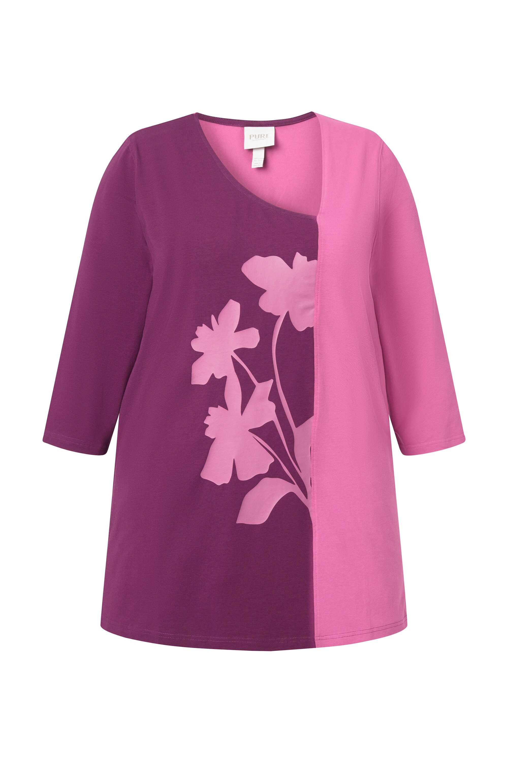 Ulla Popken T-Shirt Shirt Blüten V-Ausschnitt günstig online kaufen