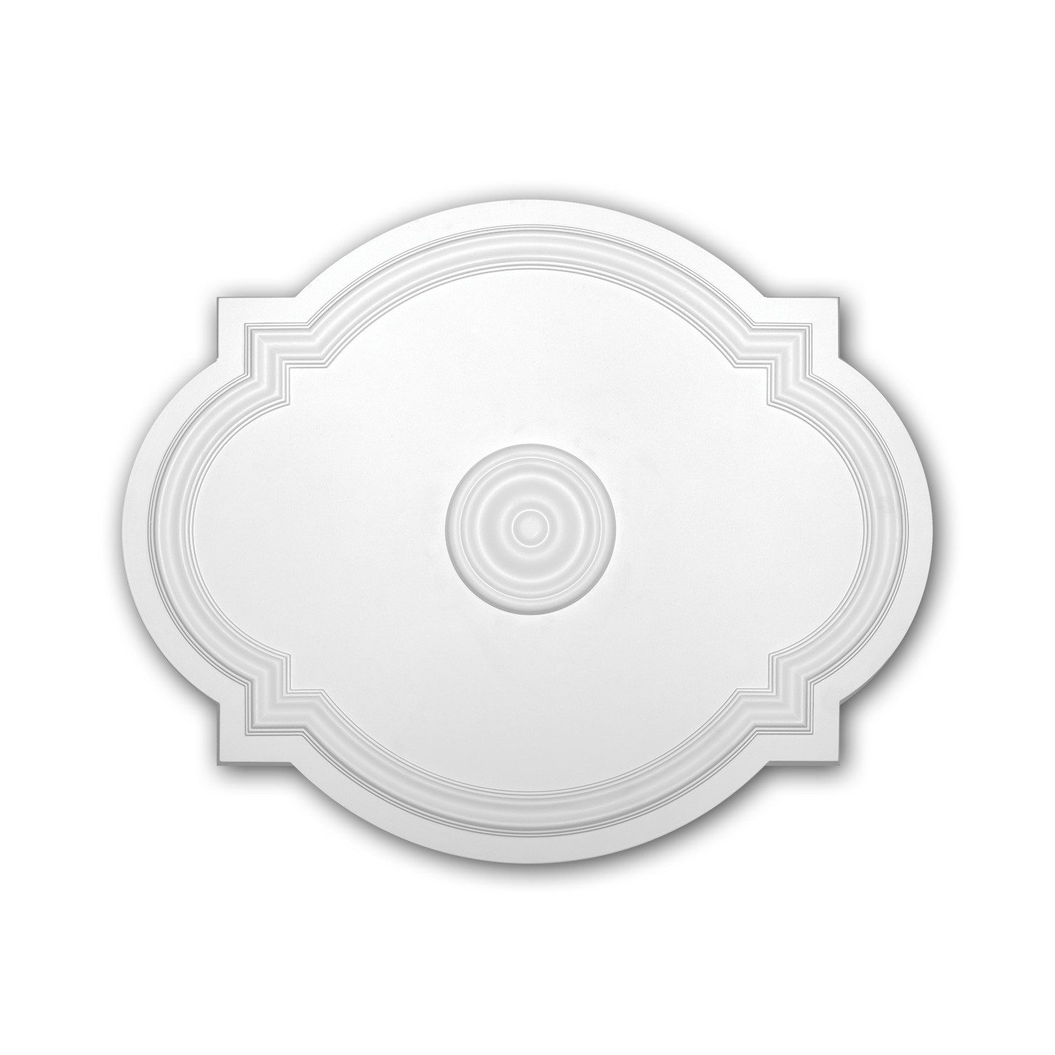 Profhome Decken-Rosette 156008 Rosette aus Polyurethan Deckenrosette Zierelement 54 x 44 cm (Rosette, 1 St., Deckenrosette, Medallion, Stuckrosette, Deckenelement, Zierelement), weiß, vorgrundiert, Stil: Jugendstil