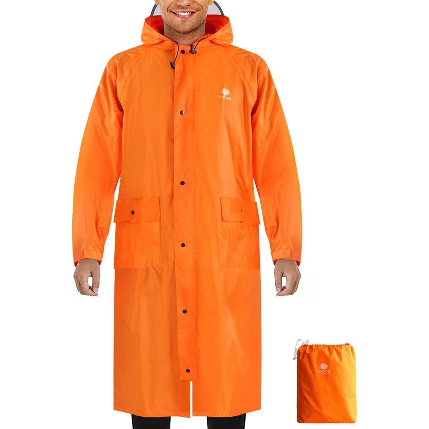 LuxusKollektion Campingstuhl Regenponcho Wasserdicht Kapuze Fahrrad Kompakt Einheitsgröße Orange