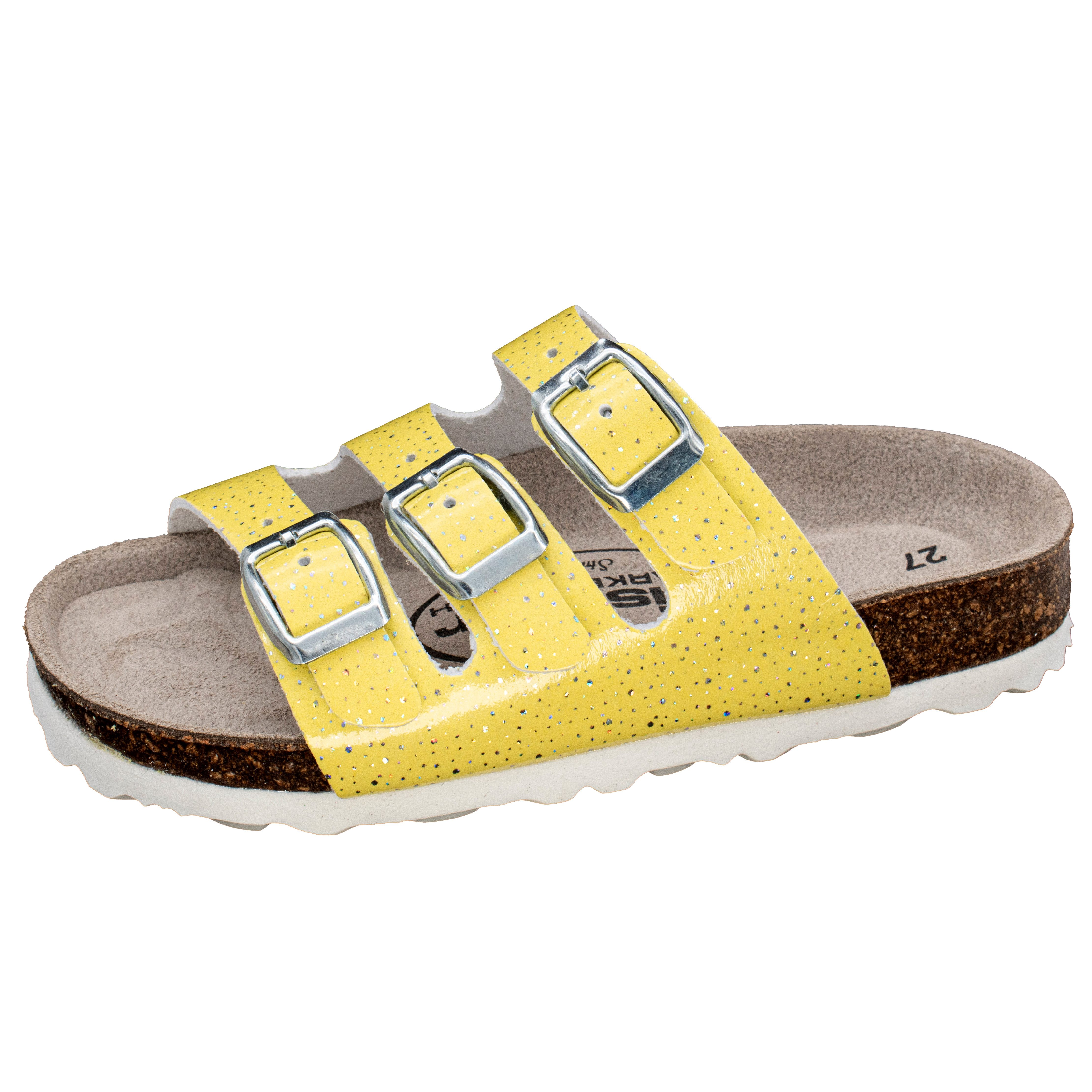 Fischer-Markenschuh Hawaii Pantolette aus Vegano, mit Fleecefutter, ergonomisch geformtes Lederfußbett