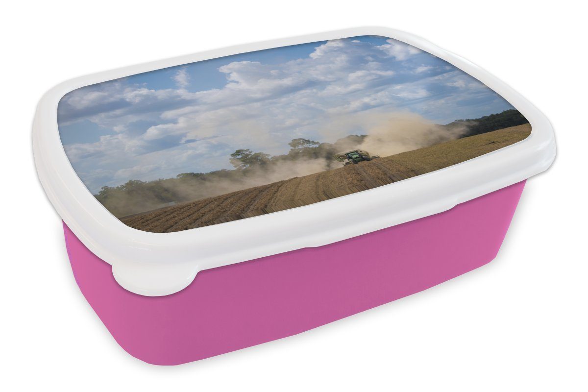 für rosa MuchoWow (2-tlg), Kinder, Kunststoff, Mädchen, Snackbox, Boden, Erwachsene, - Brotdose Kunststoff Luft Traktor Lunchbox - Brotbox