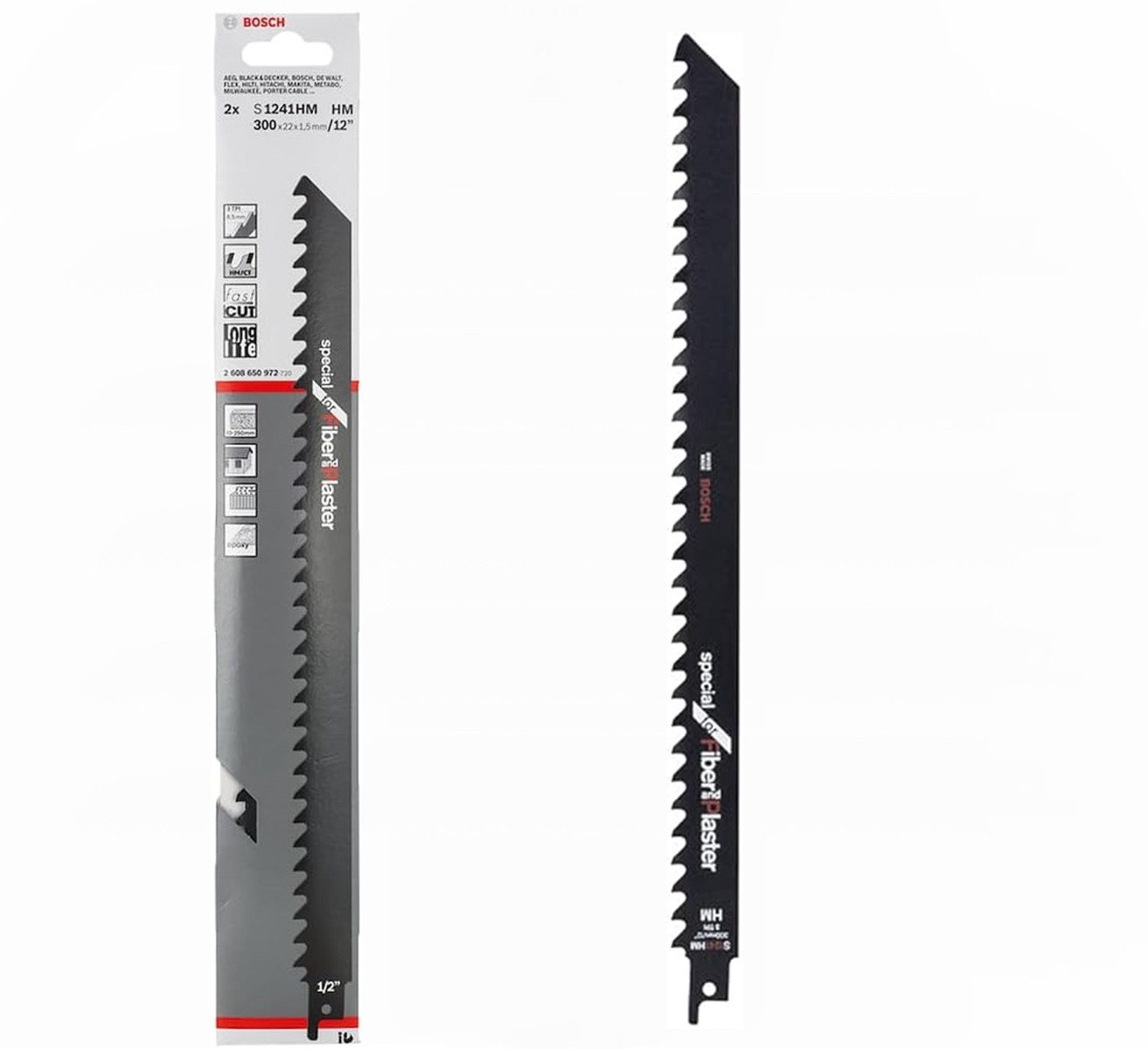 Bosch Professional Säbelsägeblatt 2 x Säbelsägeblatt S1541HM für Baustein,300 mm