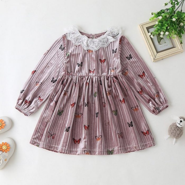 LAPA Minikleid Schmetterlings Drucken Kleid in A-Linie für Mädchen