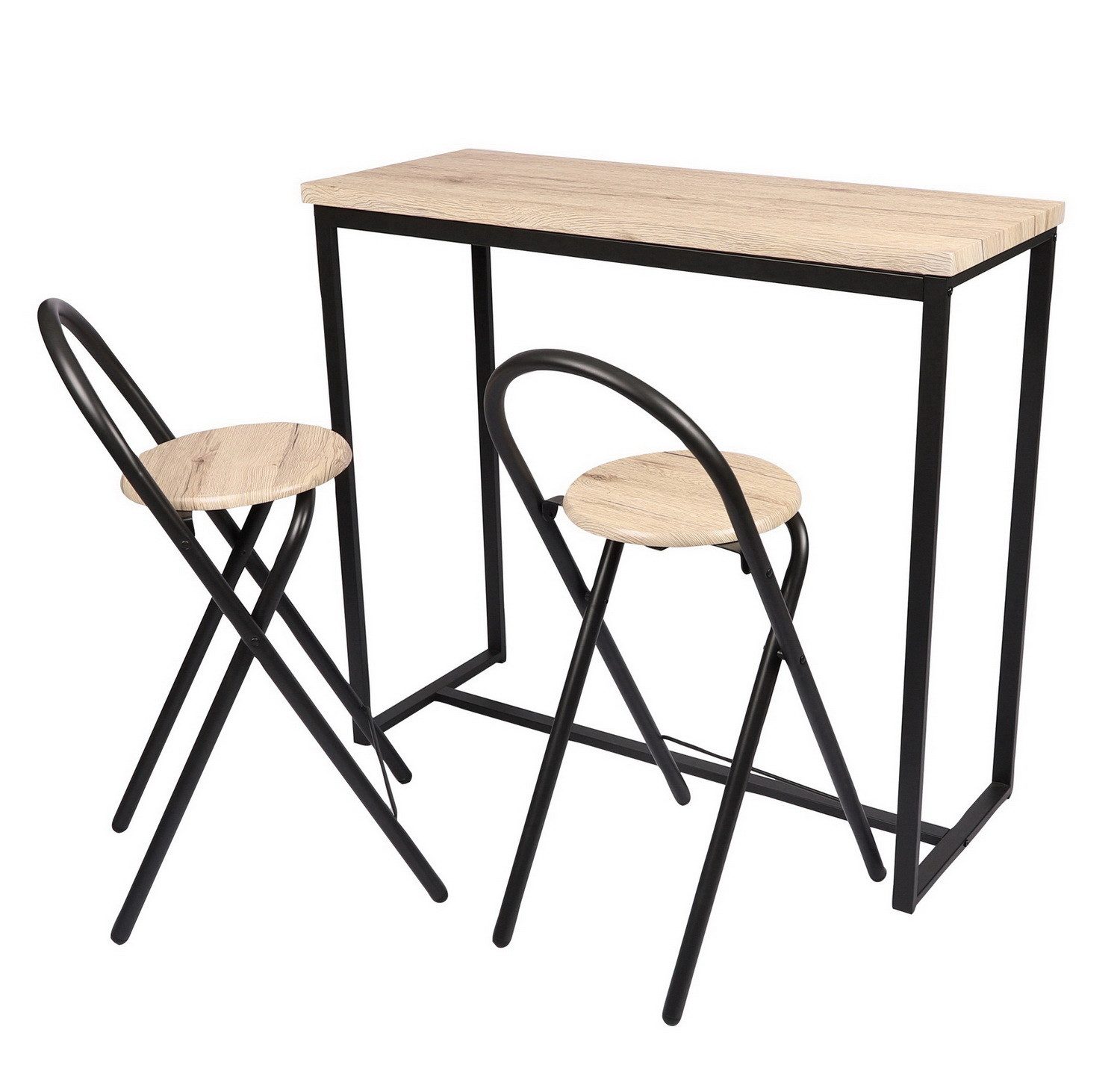 Urban Living Barhocker Set: 2 Barstühle + Bistrotisch / Bartisch Tisch+Stühle Stuhl (Barset, Bistro-Set: 2 Bar-Hocker + Tisch), Serie: COLORADO- Stühle-Set im Industrie-Design