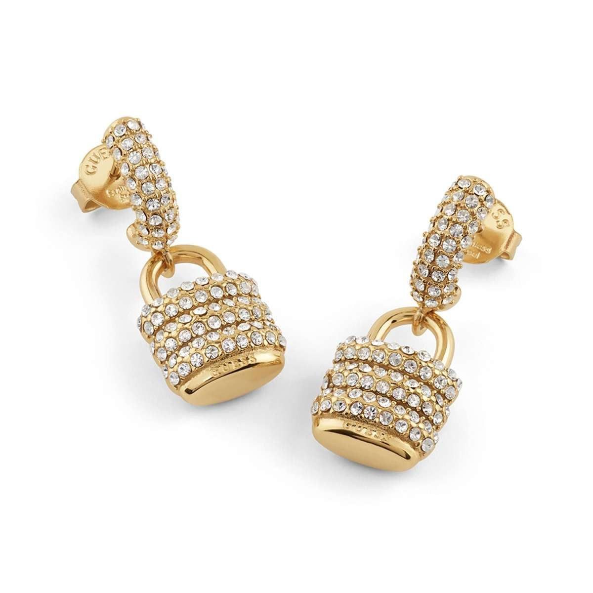 Guess Paar Ohrhänger JUBE05407JWYGT/U, für Damen Pave Padlock Goldfarben