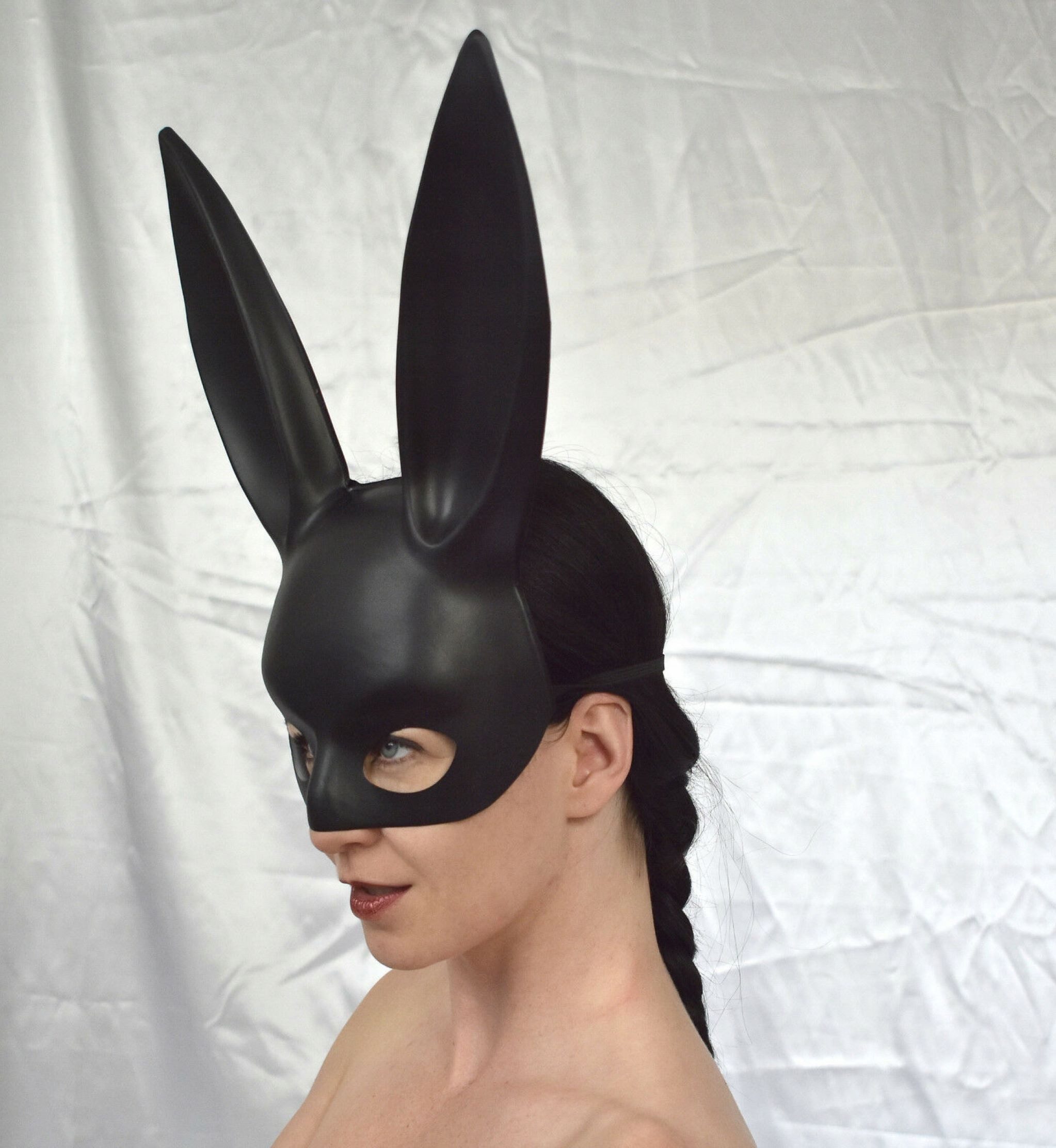 Korbi Kostüm Schwarze Playboy-Kaninchenmaske mit Ohren