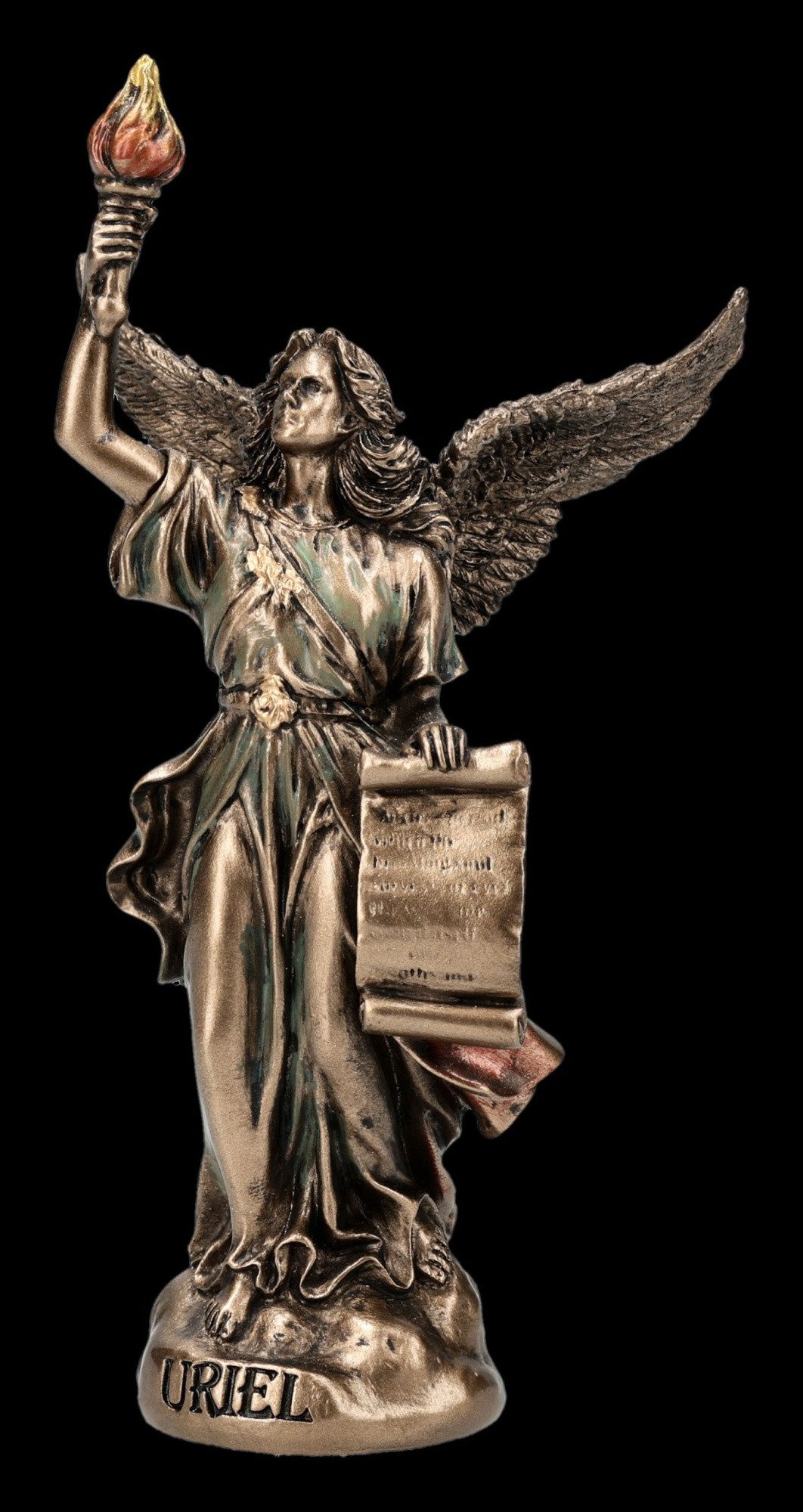 Figuren Shop GmbH Dekofigur Erzengel Uriel Figur – bronzierte Miniatur Statue Veronese 11 cm Deko