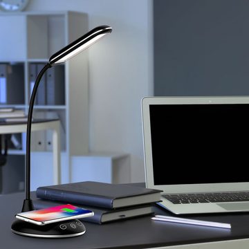 etc-shop Schreibtischlampe, LED-Leuchtmittel fest verbaut, Kaltweiß, Warmweiß, Neutralweiß, Tageslichtweiß, Tischlampe Tischleuchte Schreibtischlampe, Wireless Charger,-