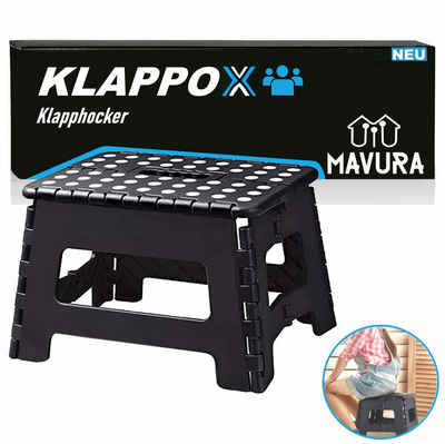 MAVURA Tritthocker KLAPPOX Klapphocker Trittstufe Hocker Faltstufe (Faltbarer Klappsitz Klappstuhl Klapptritt Campinghocker Campingstuhl faltbar)