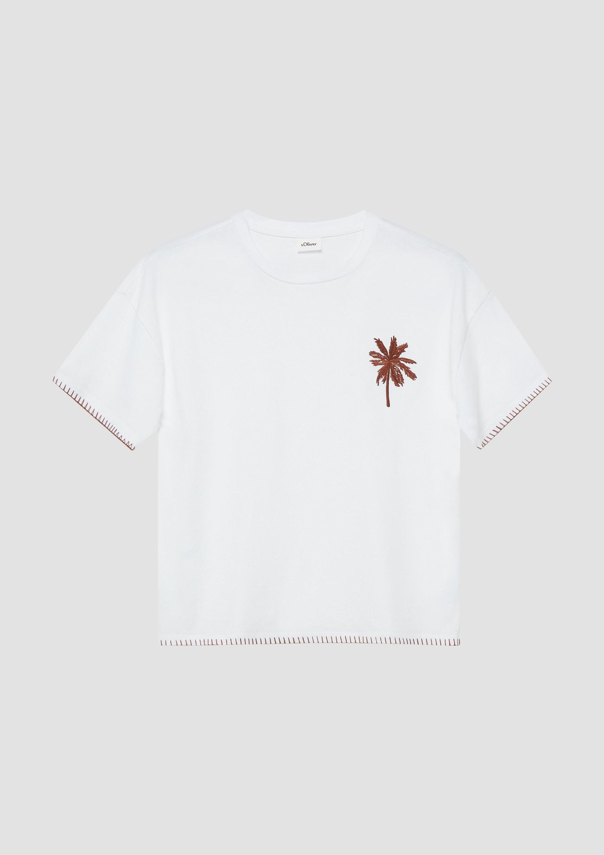 s.Oliver Kurzarmshirt T-Shirt T-Shirt mit Stickerei im Boxy Fit