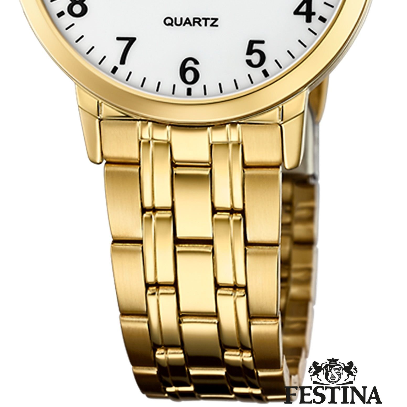 Festina Quarzuhr Festina Elegant F20514/1 gold, Uhr rund, Stahl, Damen Armbanduhr Edelstahlarmband Elegant Damen