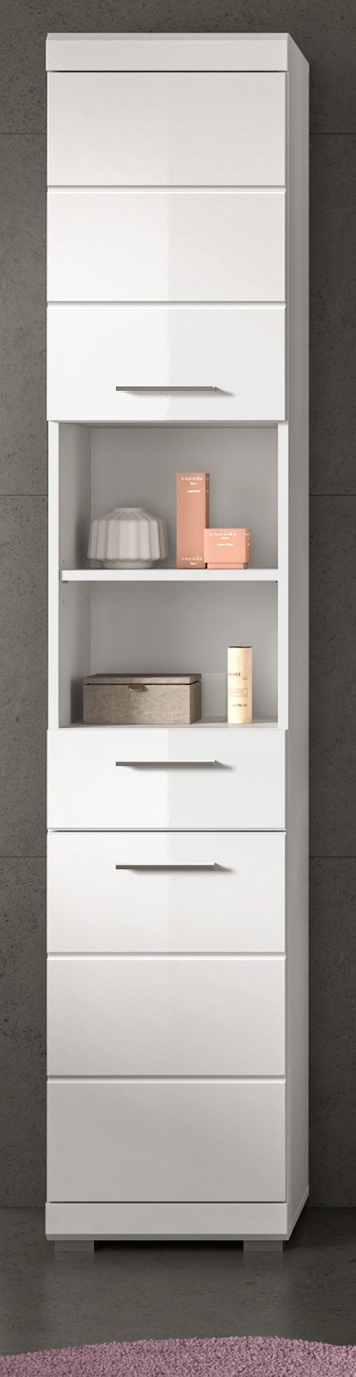Inn.Furn Hochschrank Shawn (Badschrank in weiß Hochglanz, 2-türig, 37 x 191 günstig online kaufen