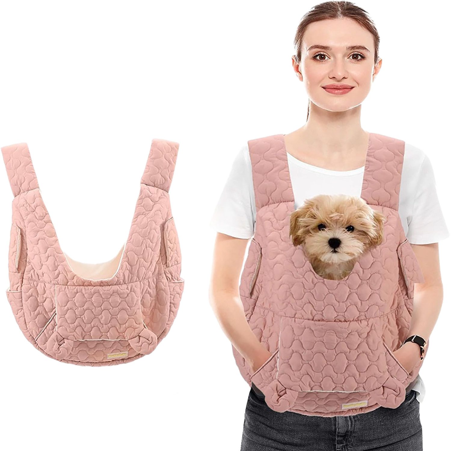 Refttenw Tiertransporttasche Atmungsaktive Hundetragerucksack, Tragbar Verstellbar Haustiertasche bis 7,00 kg