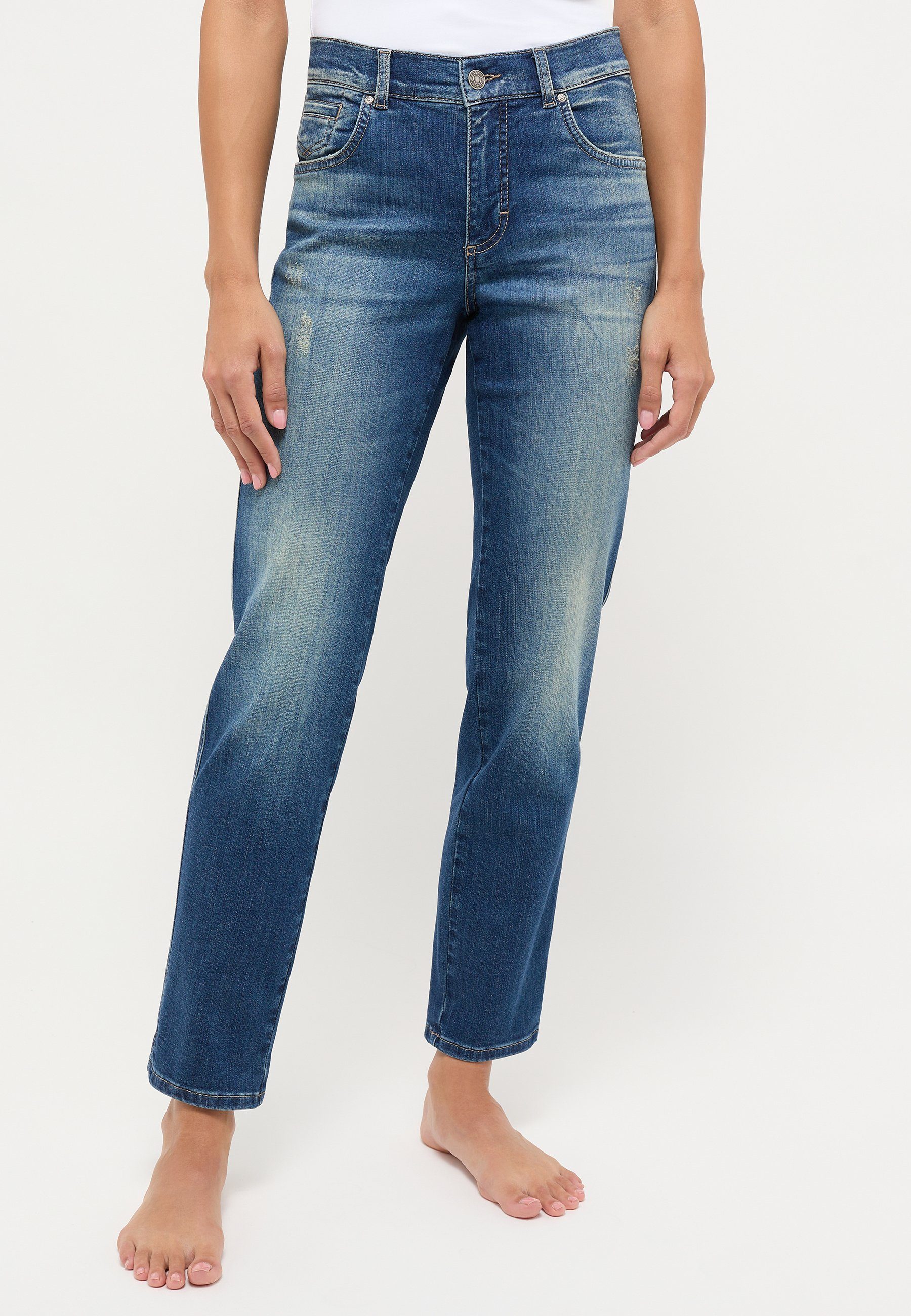 Jeans Angels modernem Straight-Jeans Straight-Leg Crop mit Jeans Darleen ANGELS TU Design
