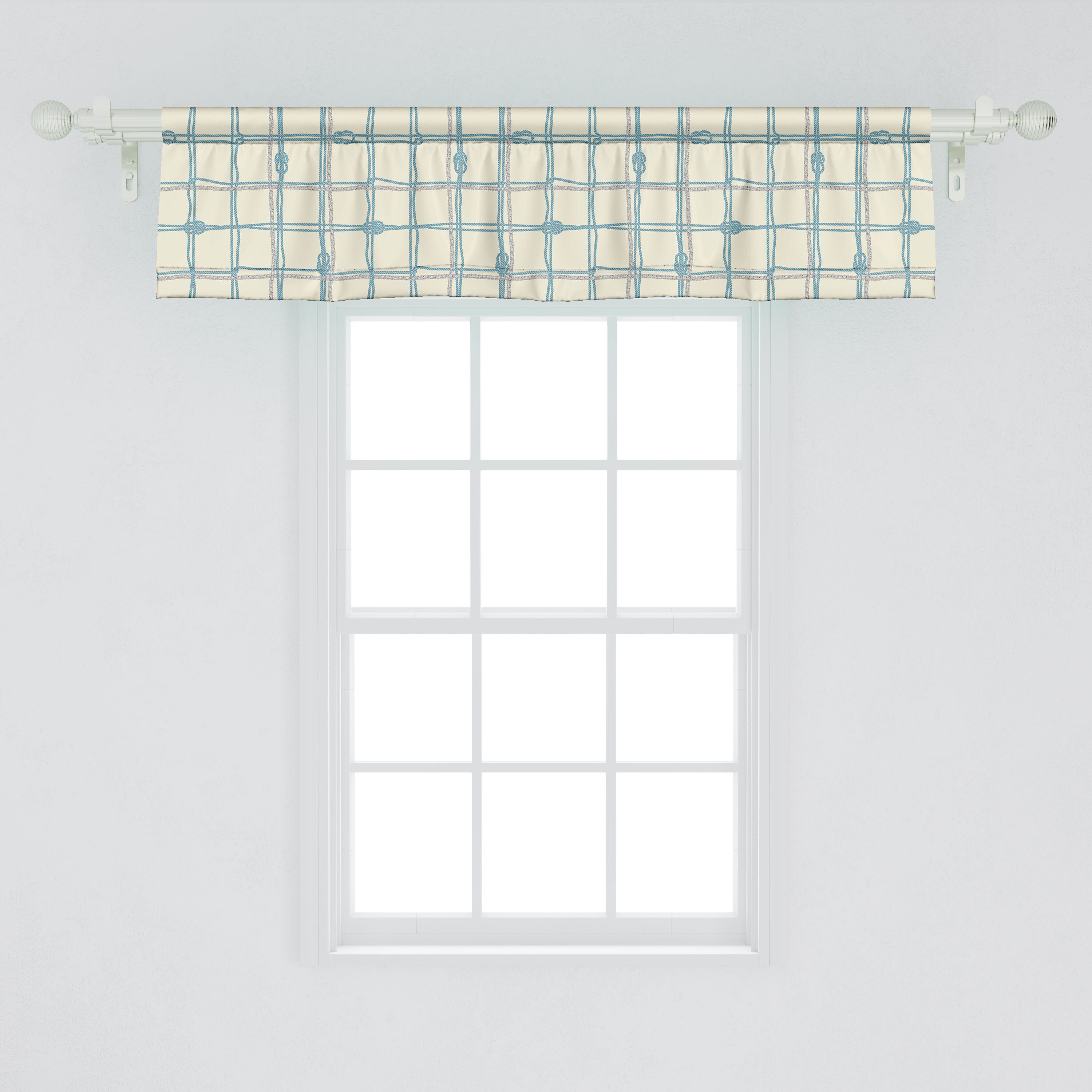 Vorhang Abakuhaus, mit Stangentasche, Seile Nautical Microfaser, Schlafzimmer Küche Kunst Dekor für Volant Blau als Scheibengardine Squares