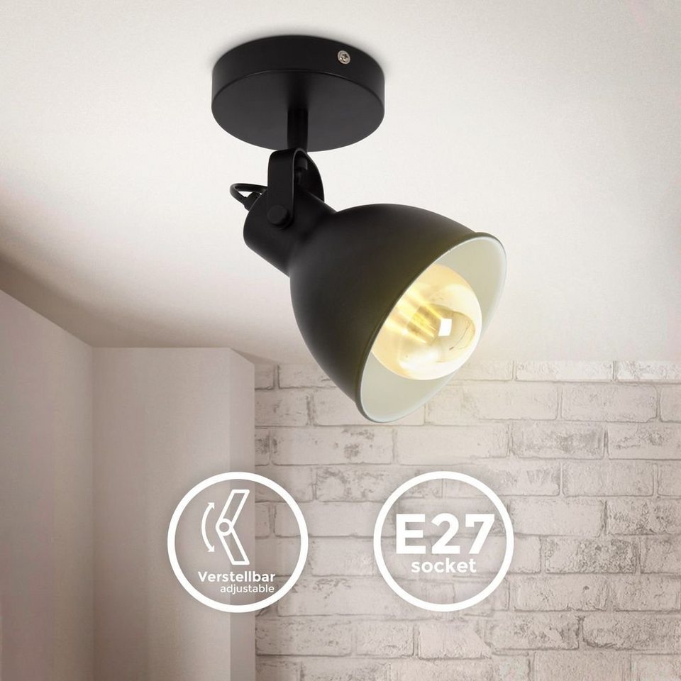Leuchtmittel, Wandlampe BKL1499, Retro Deckenspot schwarz-weiß, LED Deckenleuchte ohne Industrial Wandspot, schwenkbar Design, - Vintage, B.K.Licht 1-flammige E27