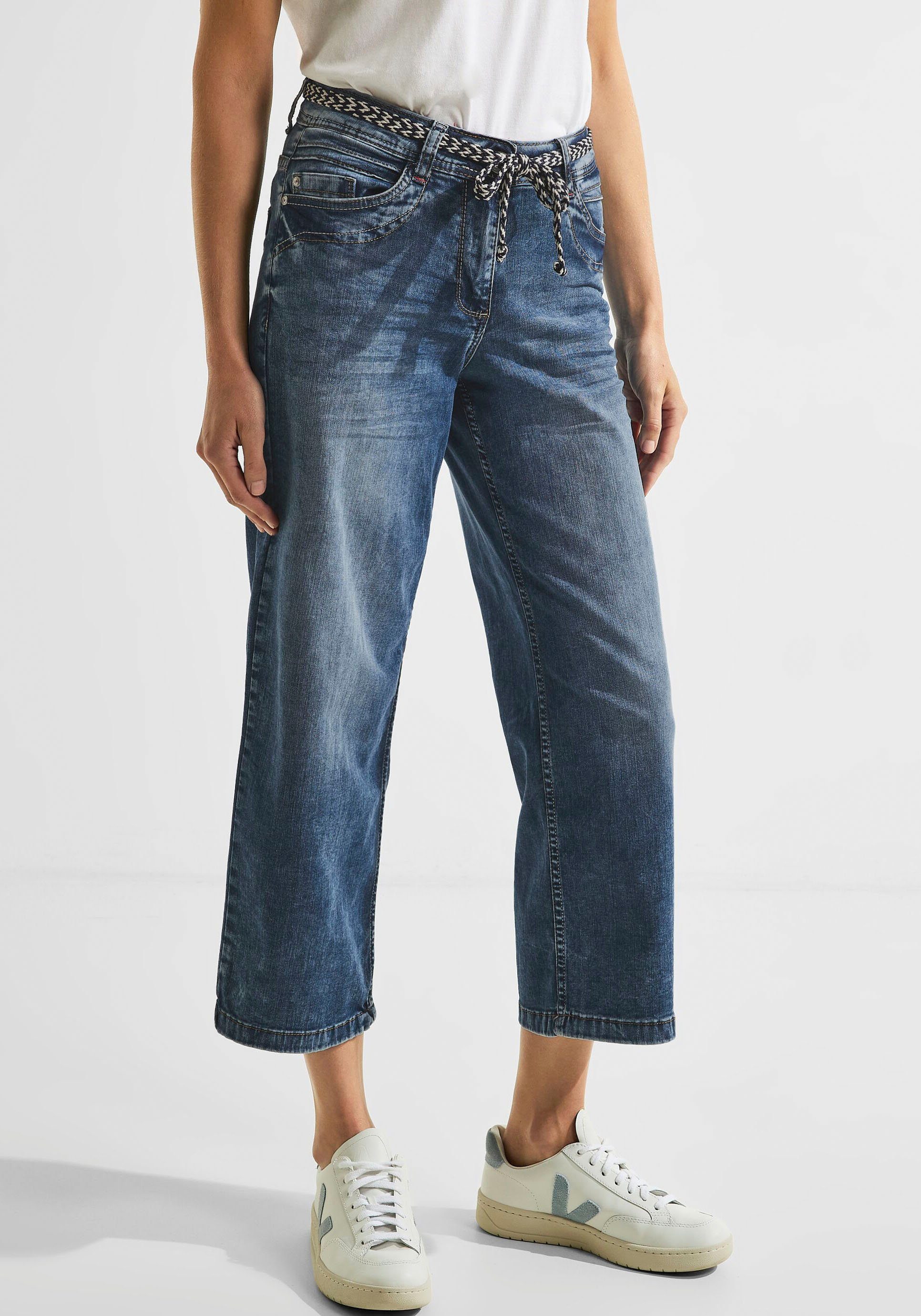 Cecil Jeans 7/8 Donna – Modello Scarlett, Vestibilità Larga, Vita Media, Gamba Slim, Colore Blu Scuro - 2