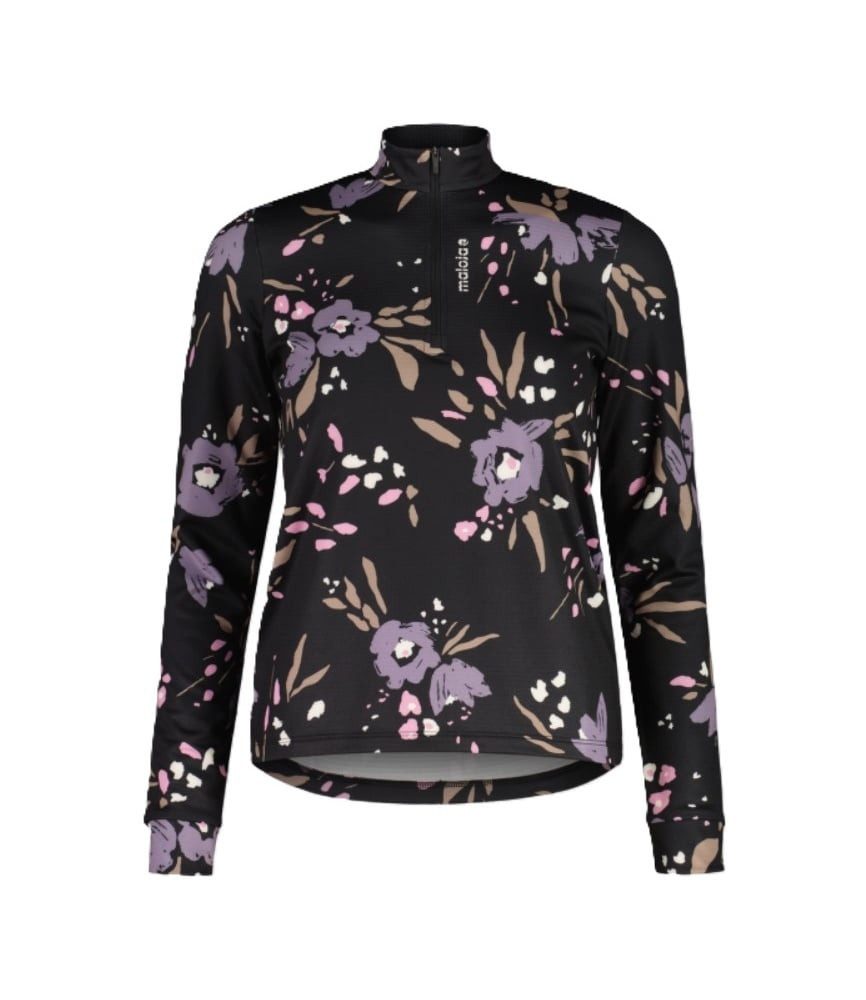 Maloja Langarmshirt SawangM Adventure Midlayer Shirt (warm, 4-Wege-Stretch) schwarz/blume