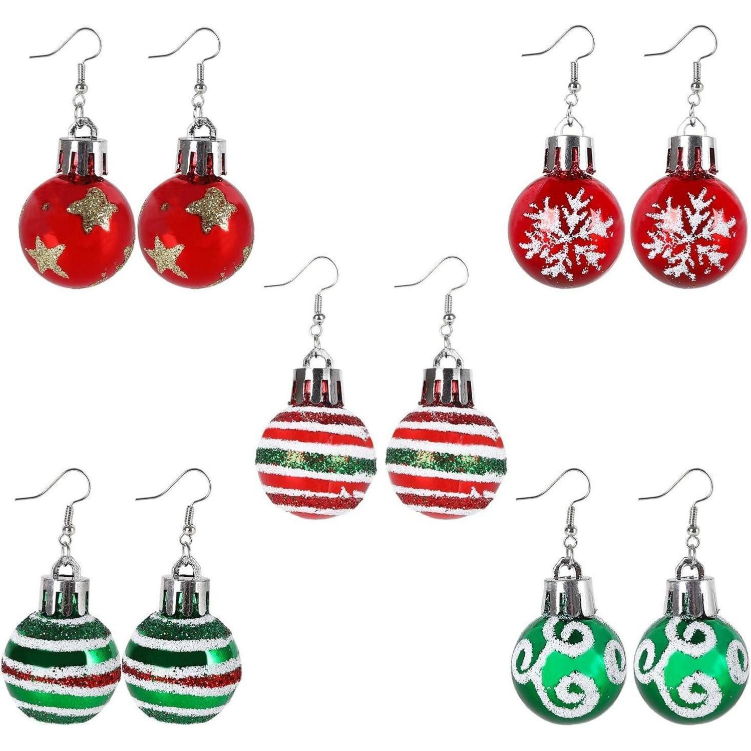 LuxusKollektion Слепые шары для выпечки Weihnachten Baumeln Ohrringe Mini Glitzerkugel Geschenk 5 Paar