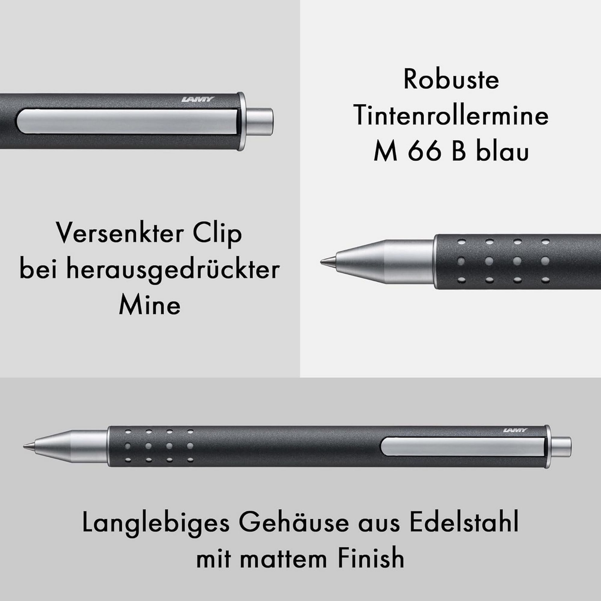 LAMY Tintenroller LAMY swift anthrazit Tintenroller Edelstahl Strichbreite B Tintenrolle