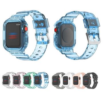 Wigento Smartwatch-Armband Für Apple Watch Ultra 1 + 2 49mm Armband mit Gehäuse-Schutz Hell-Pink