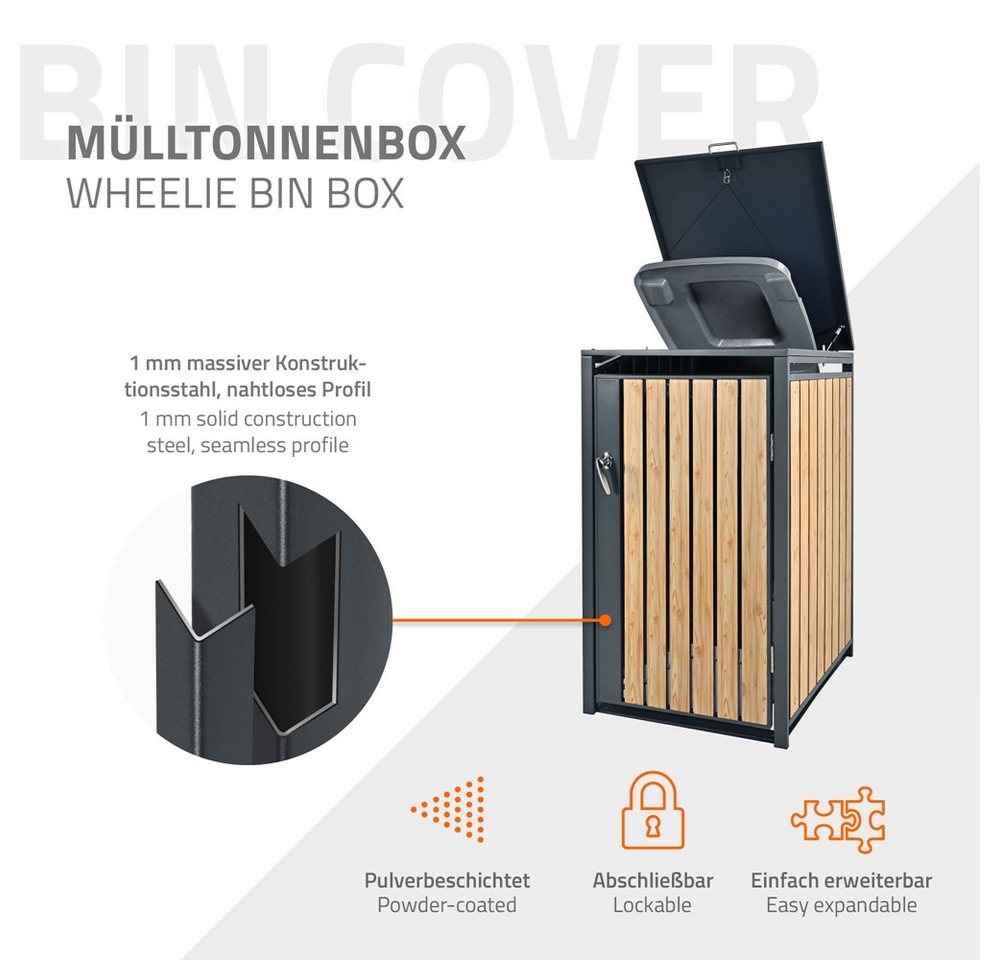 Thumbnail - ML-DESIGN Mülltonnenbox Müllbox aus Stahl wetterfeste Mülltonnen Verkleidung Mülltonnengarage (1 St), Mülltonnencontaine...
