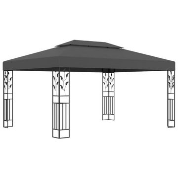 vidaXL Pavillon Pavillon Gartenzelt mit Doppeldach LED-Lichterkette 3x4 m Anthrazit