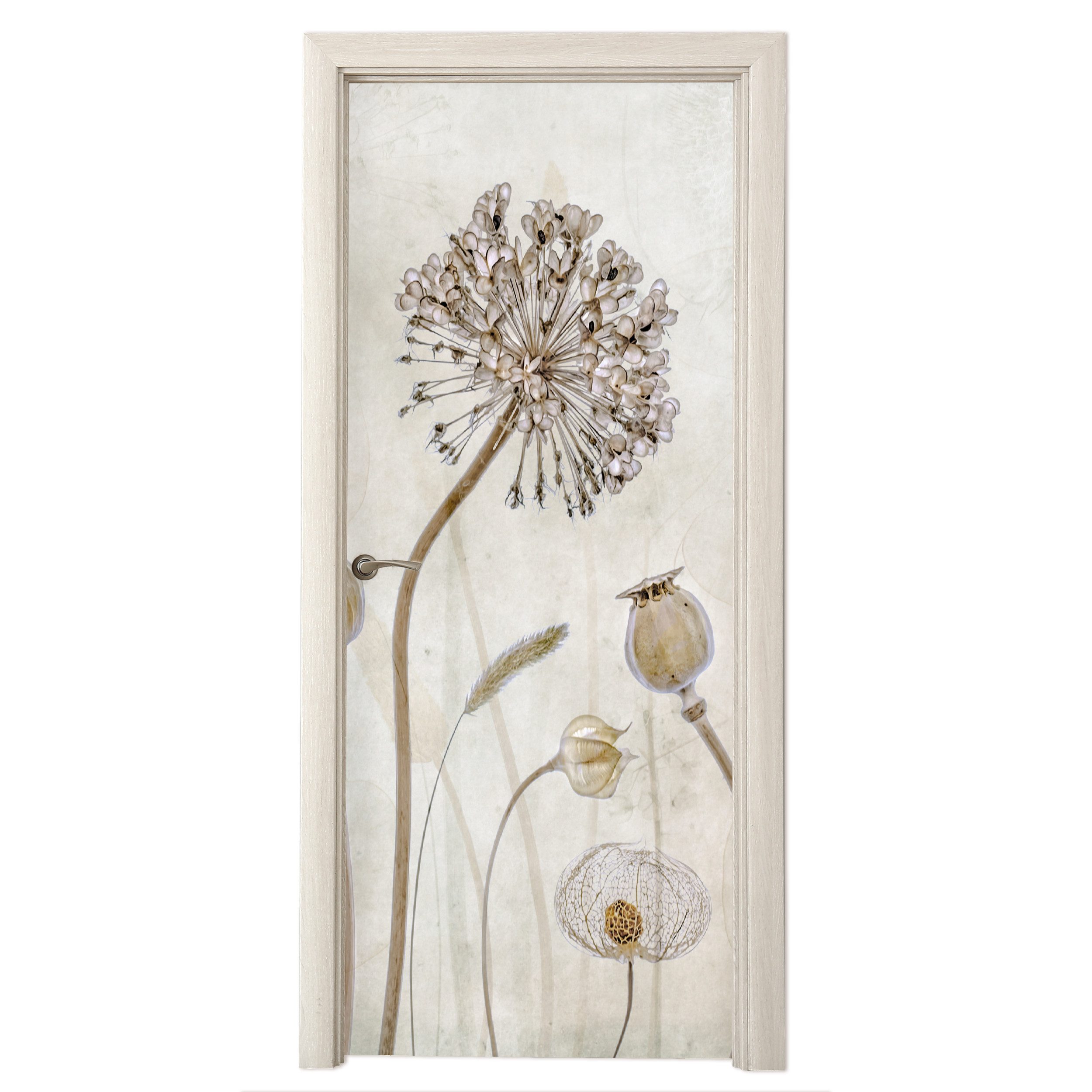 MuchoWow Türtapete Blumen - Aquarell - Stilleben - Braun - Vintage, Matt, b günstig online kaufen