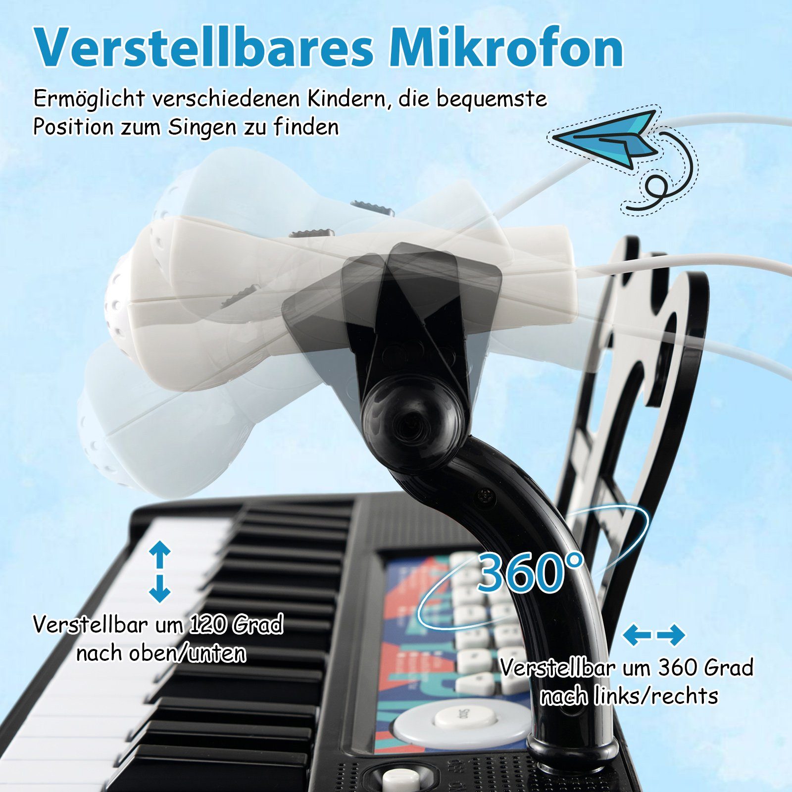COSTWAY Digitalpiano 37 Tasten Spielzeug-Musikinstrument, abnehmbar