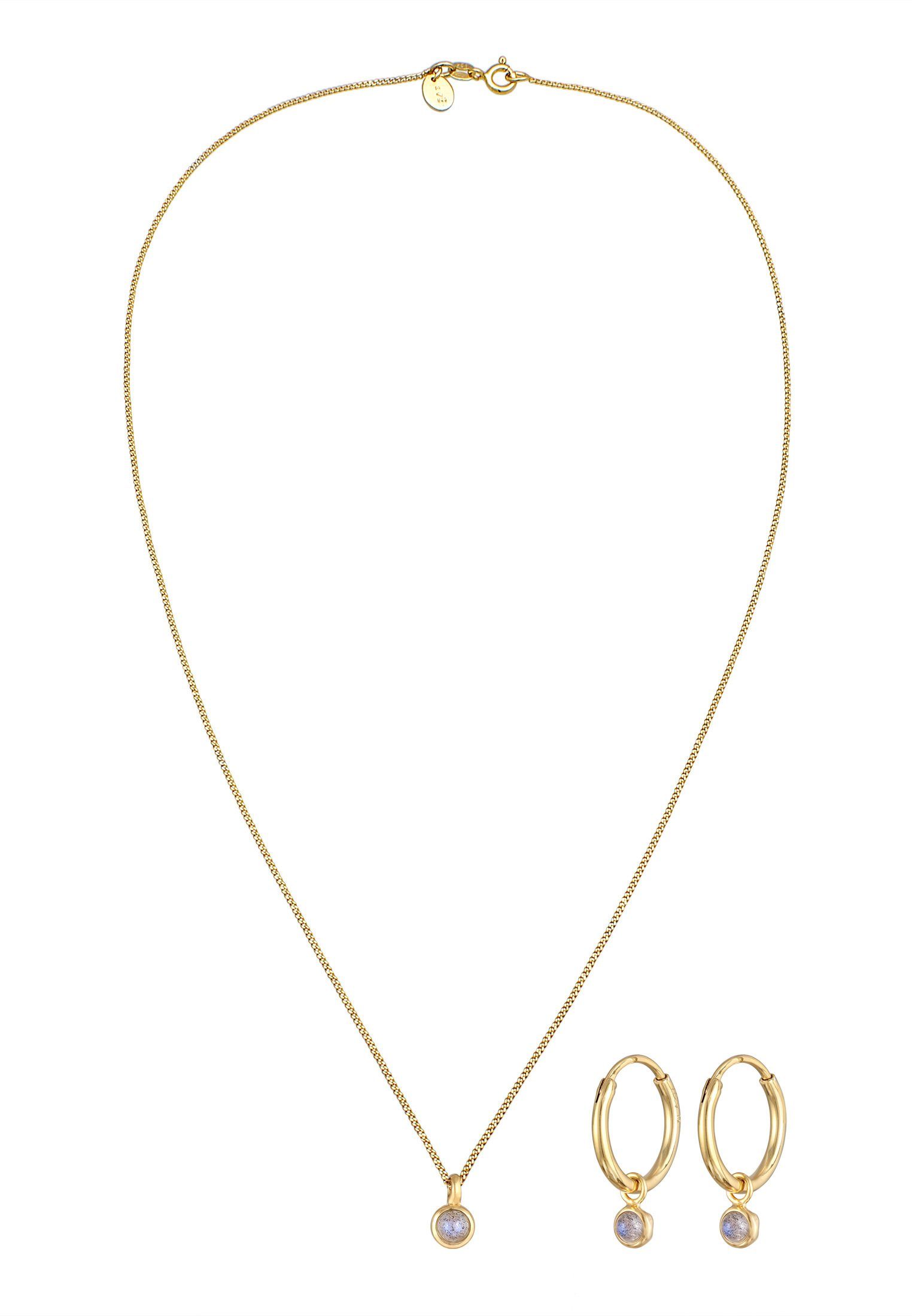 Elli Premium Schmuckset Kette Creolen Labradorite günstig online kaufen