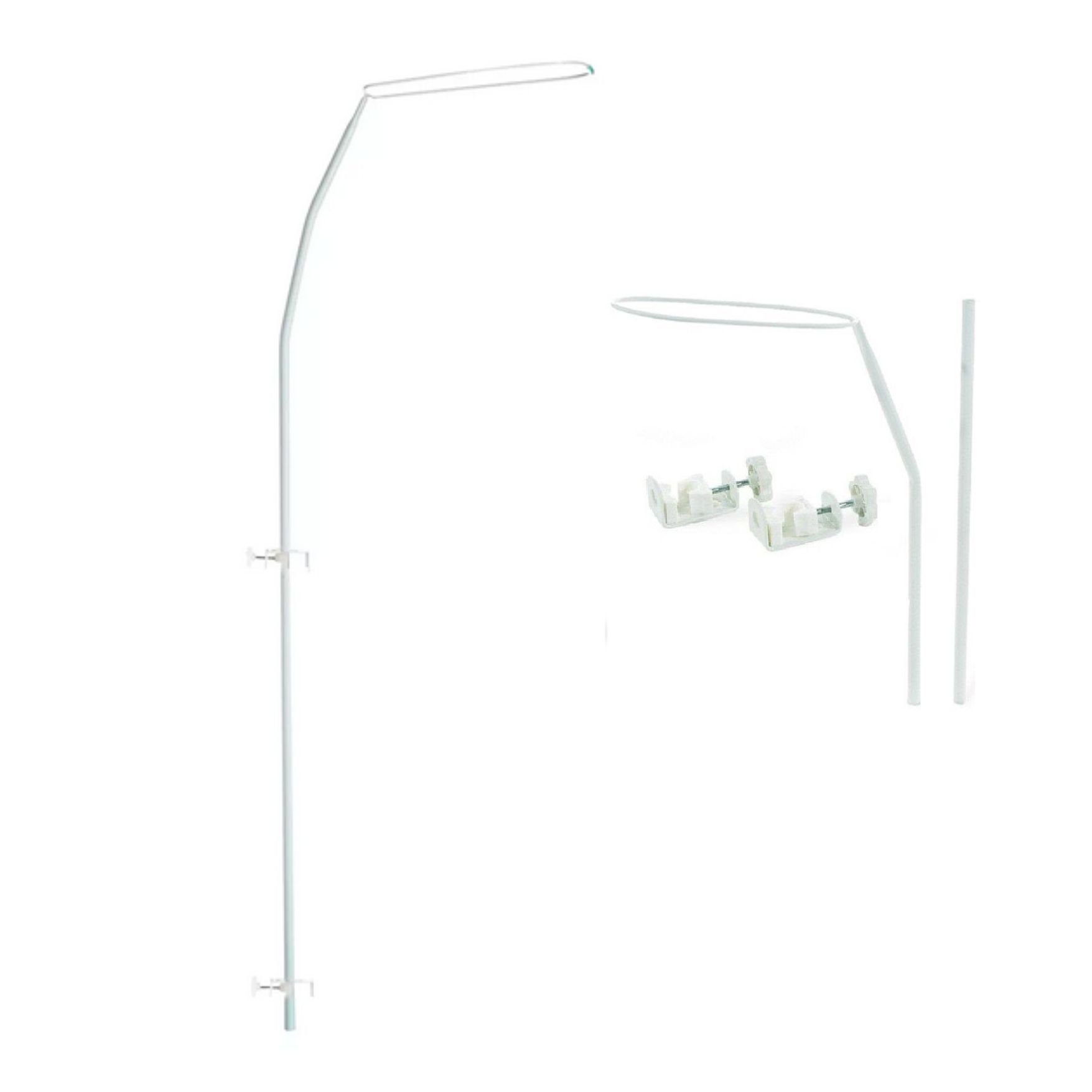 Babymajawelt Himmelstange Himmelstange für Babybett Standard weiß zum Festschrauben, 1-läufig, Festschrauben, Klemme zum Festschrauben, Metall, schnelles Aufbauen, Himmelhalter für jedes Babybett, Made In EU