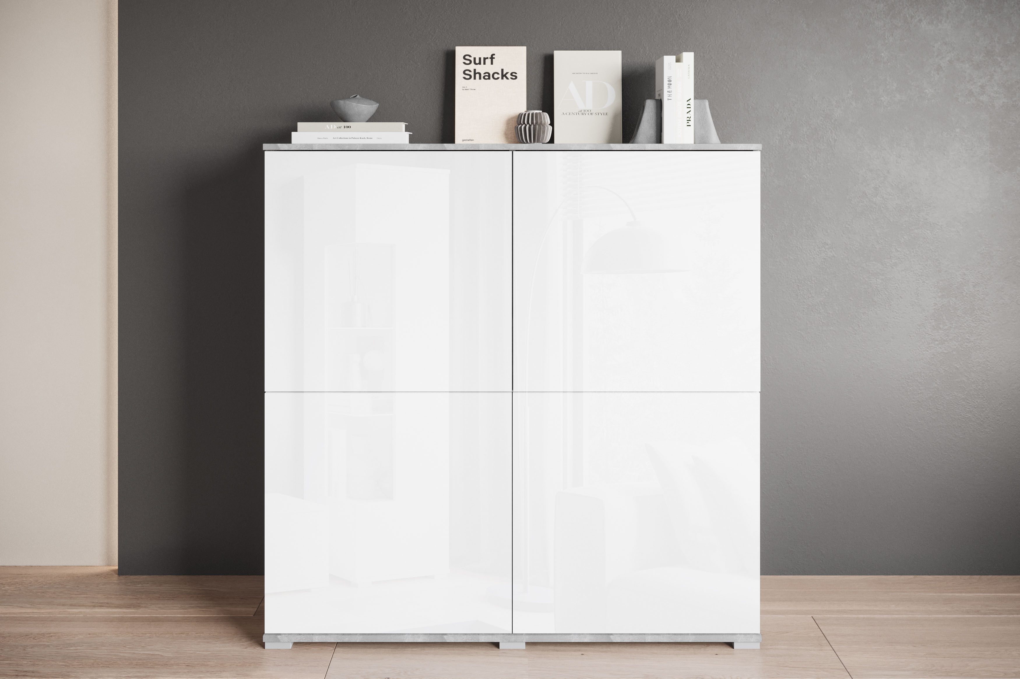 INOSIGN Highboard Kenia, moderne grifflose Hochkommode mit 4 Türen, Breite günstig online kaufen
