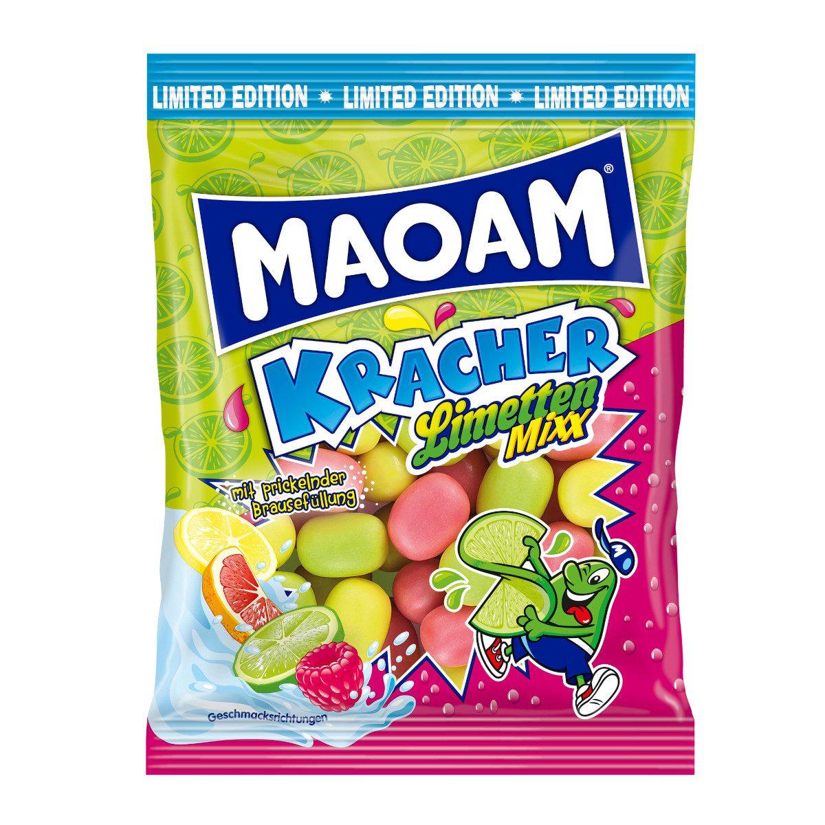 MAOAM Süßigkeit, Maoam Kracher Limetten Mixx intensiver Limettengeschmack 200g