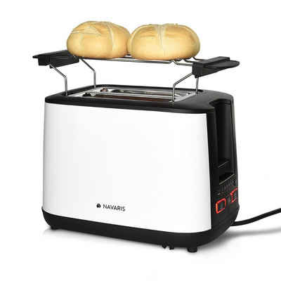 Navaris Toaster, 1000 W, Doppelschlitz-Toaster mit Brötchenaufsatz - 2 extragroße Toast Schlitze - 6 Stufen - automatische Brotzentrierung