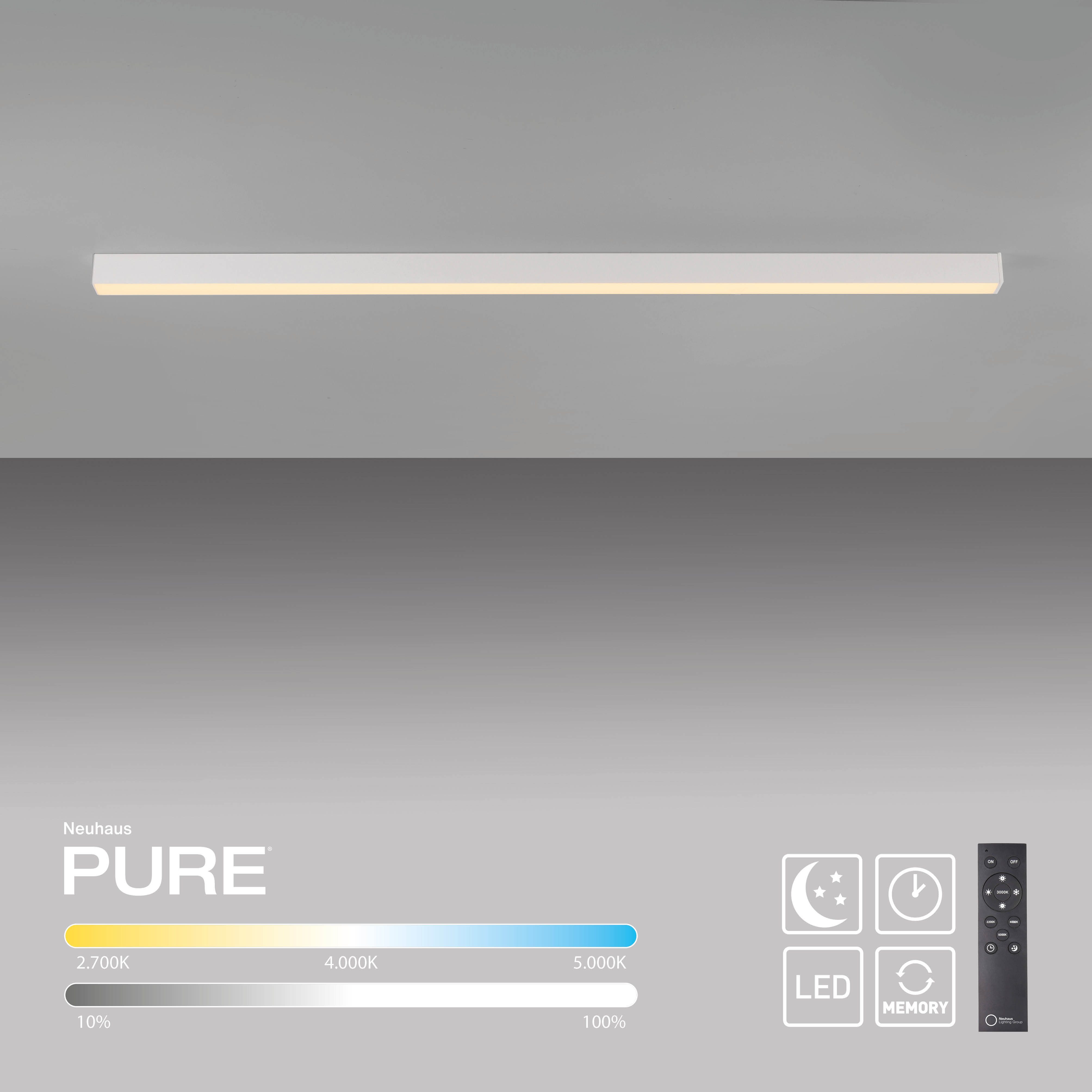 Neuhaus PURE LED Deckenleuchte PURE Lines Straight, CCT - über Fernbedienung, LED fest integriert, warmweiß - kaltweiß, Dimmbar über Fernbedienung, CCT, Memoryf – Bild 4 von 5