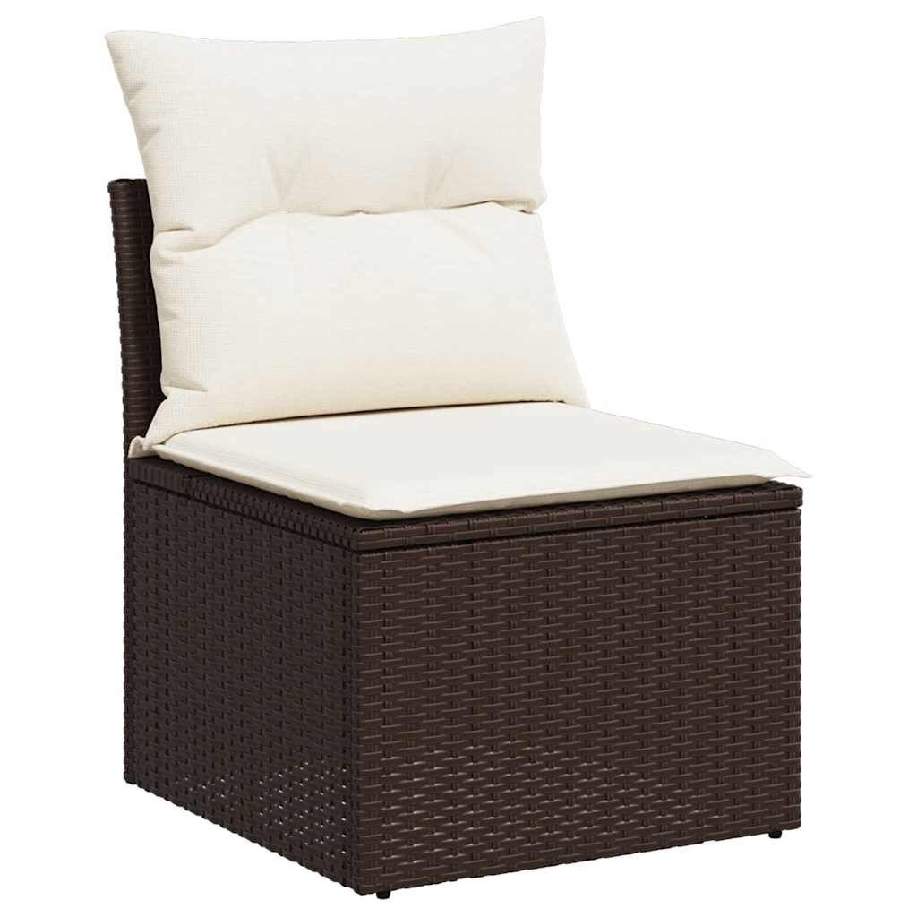 vidaXL Loungesofa Gartensessel ohne Armlehnen mit Kissen Braun Poly Rattan, 1 Teile