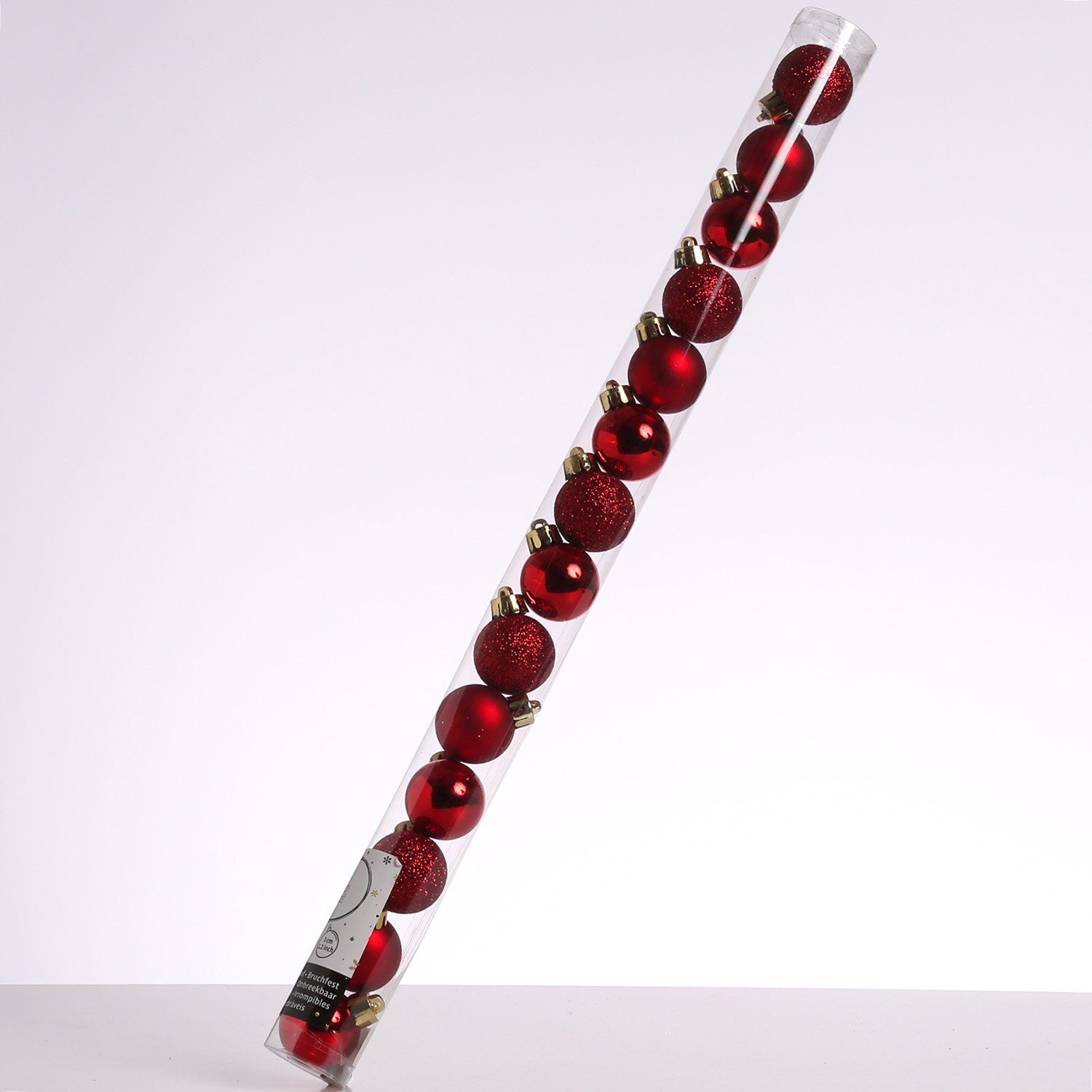 MARELIDA Weihnachtsbaumkugel Christbaumkugel bruchfest D: 3cm glänzend matt glitzernd rot 14er Set (14 St)