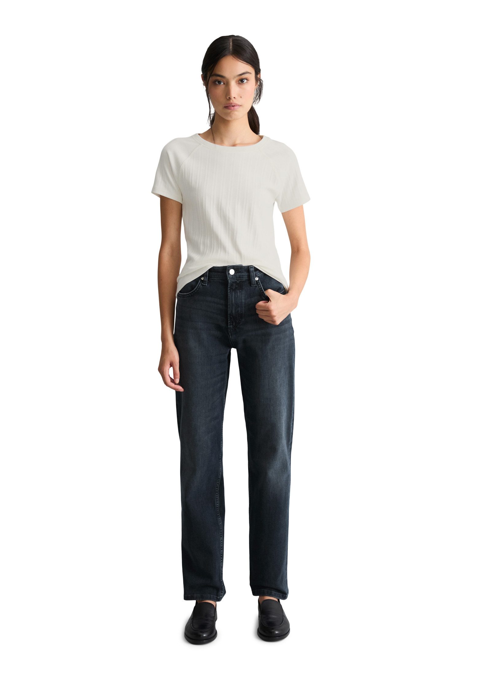 Marc O'Polo DENIM Straight-Jeans aus Stretch-Baumwolle, Mid Waist – Bild 4 von 5