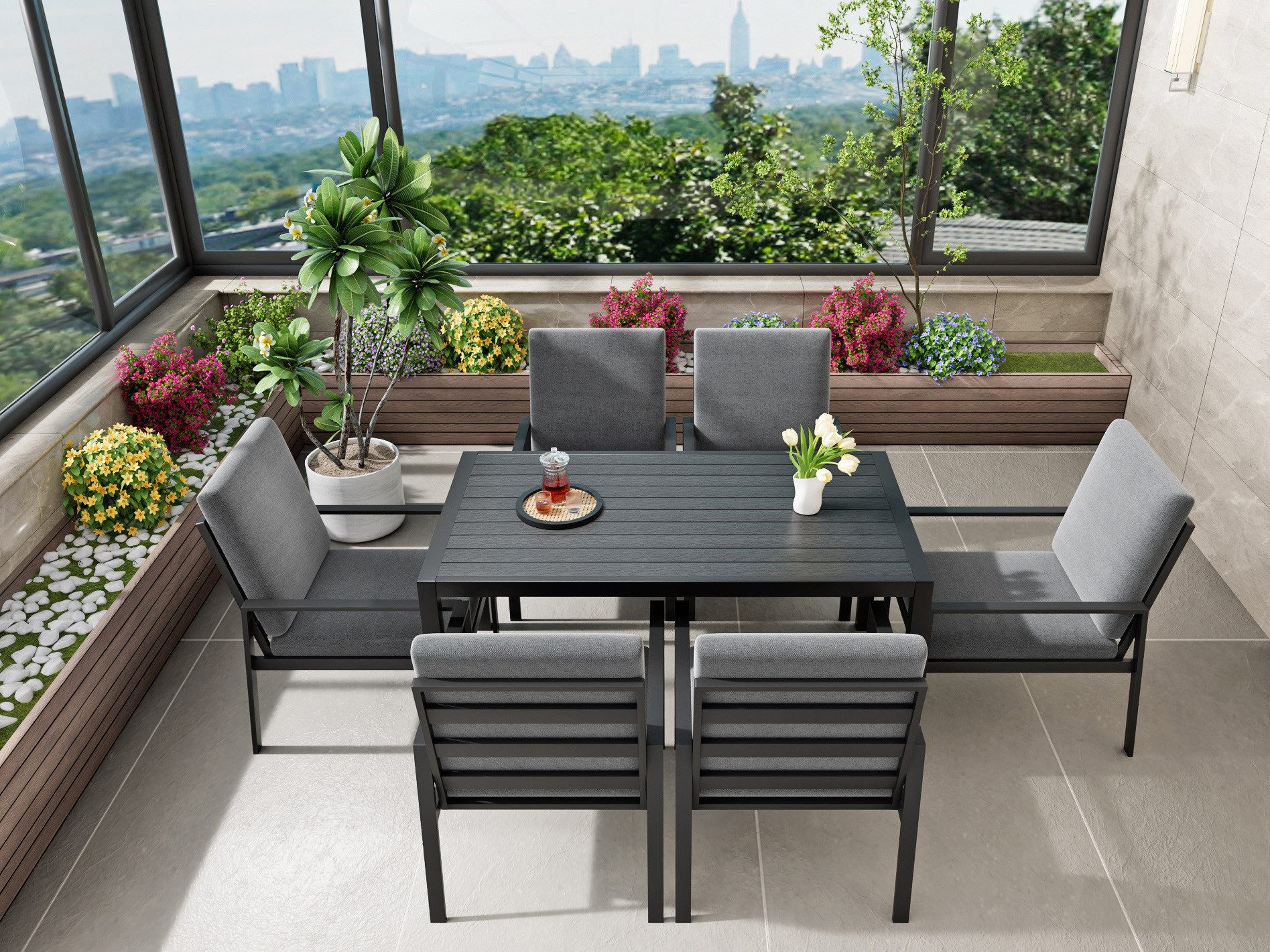 MeXo Gartenlounge-Set Gartenmöbel Set aus Aluminium, (Garten-Essgruppe für günstig online kaufen