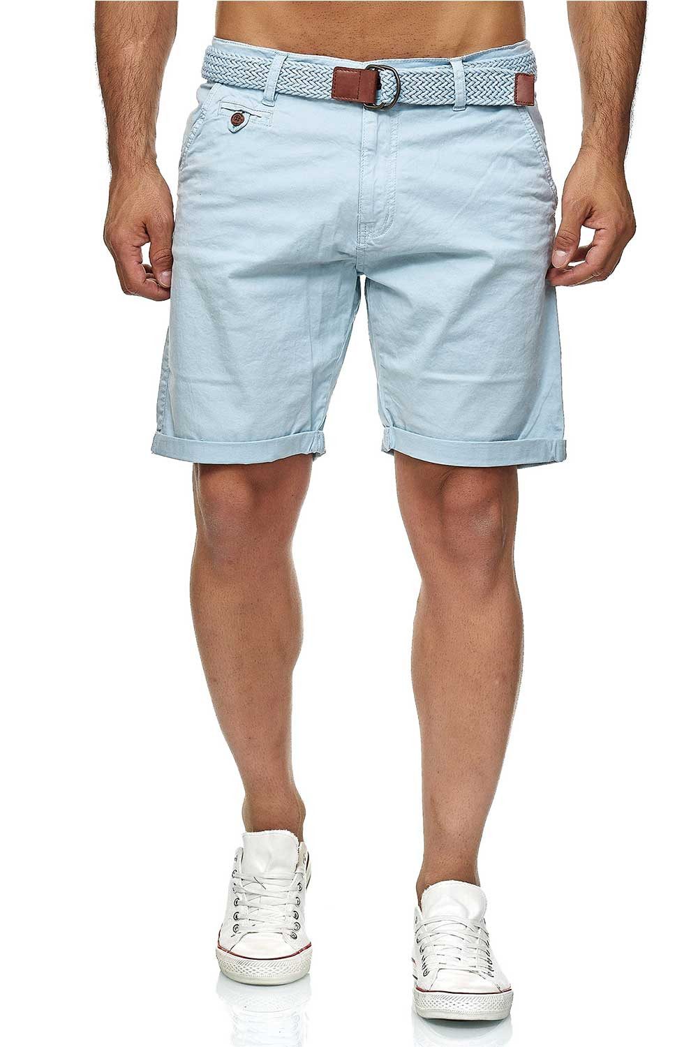 INDICODE Shorts Herren kurze Hose mit Gürtel - Conor - Aus Baumwolle - Regular Fit Freizeithose - Sportlich eleganter Look - Bequemes Stretch Material