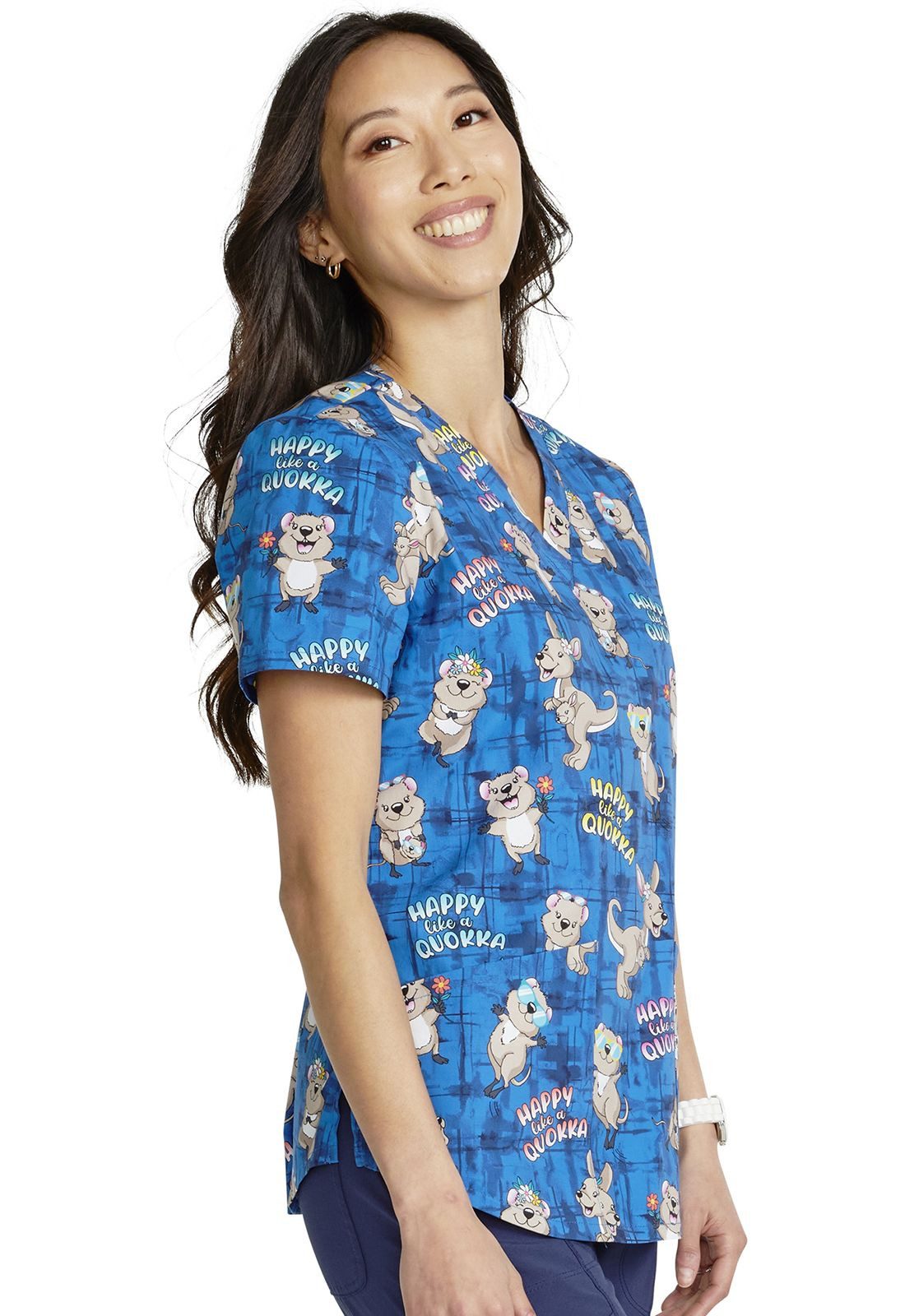 Cherokee Funktionsbluse Bunt bedruckter Damen Kasack "happy as a quokka" Kasack mit Motiv