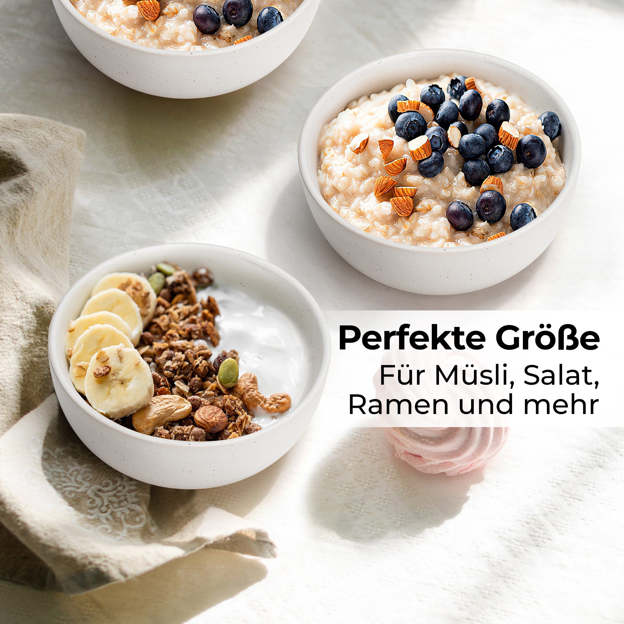 MiaMio Müslischale Aura Creamy Cocoa, 820 ml, Keramik, (Set, 4-tlg), 820 ml, Ø 16 cm, 7 cm hoch – Bild 5 von 5