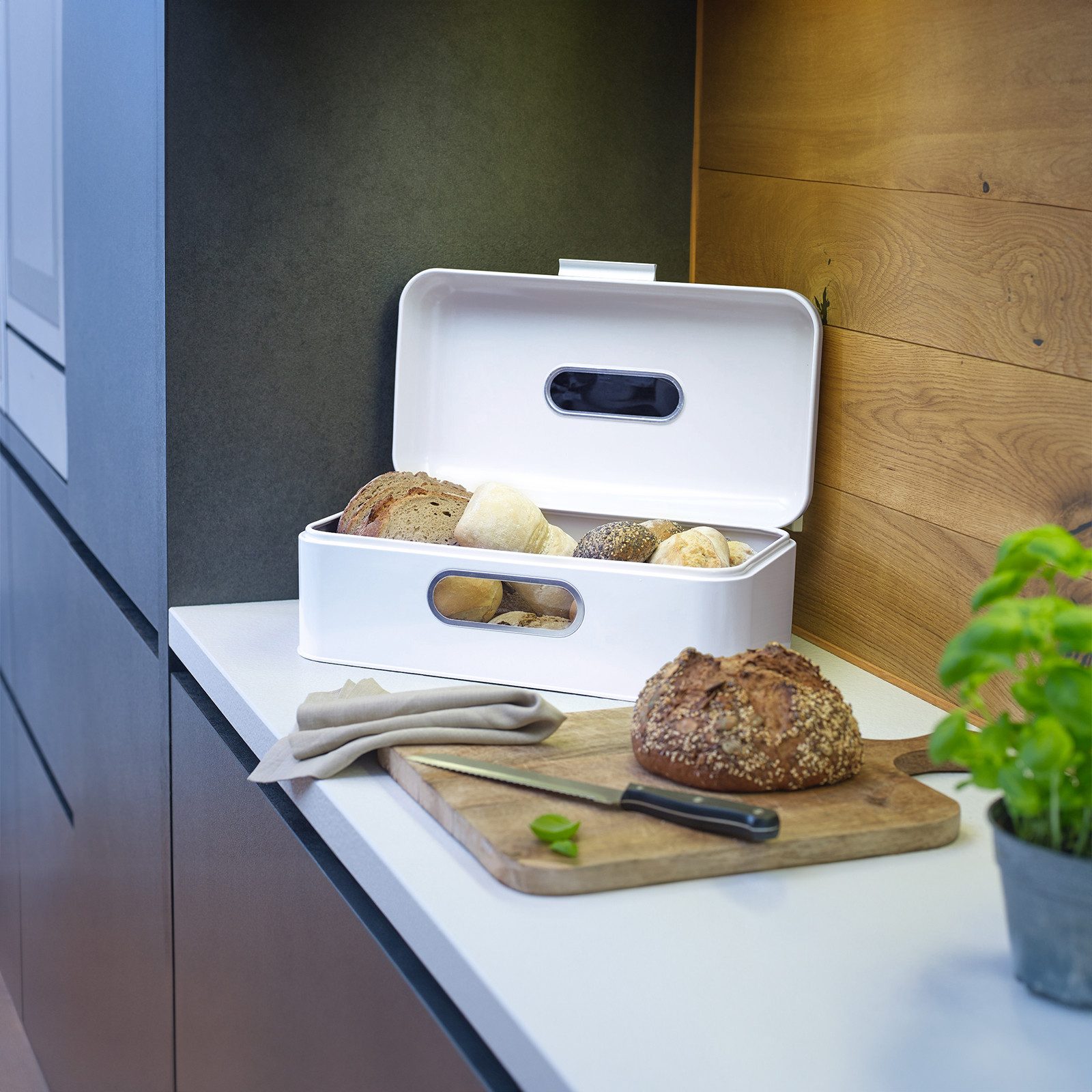 ECHTWERK Frischhaltedose Brotkasten Retro, Metall, Metall-Brotkasten, Retro, Deckel mit Sichtfenster, Aufbewahrungsbox – Bild 5 von 5